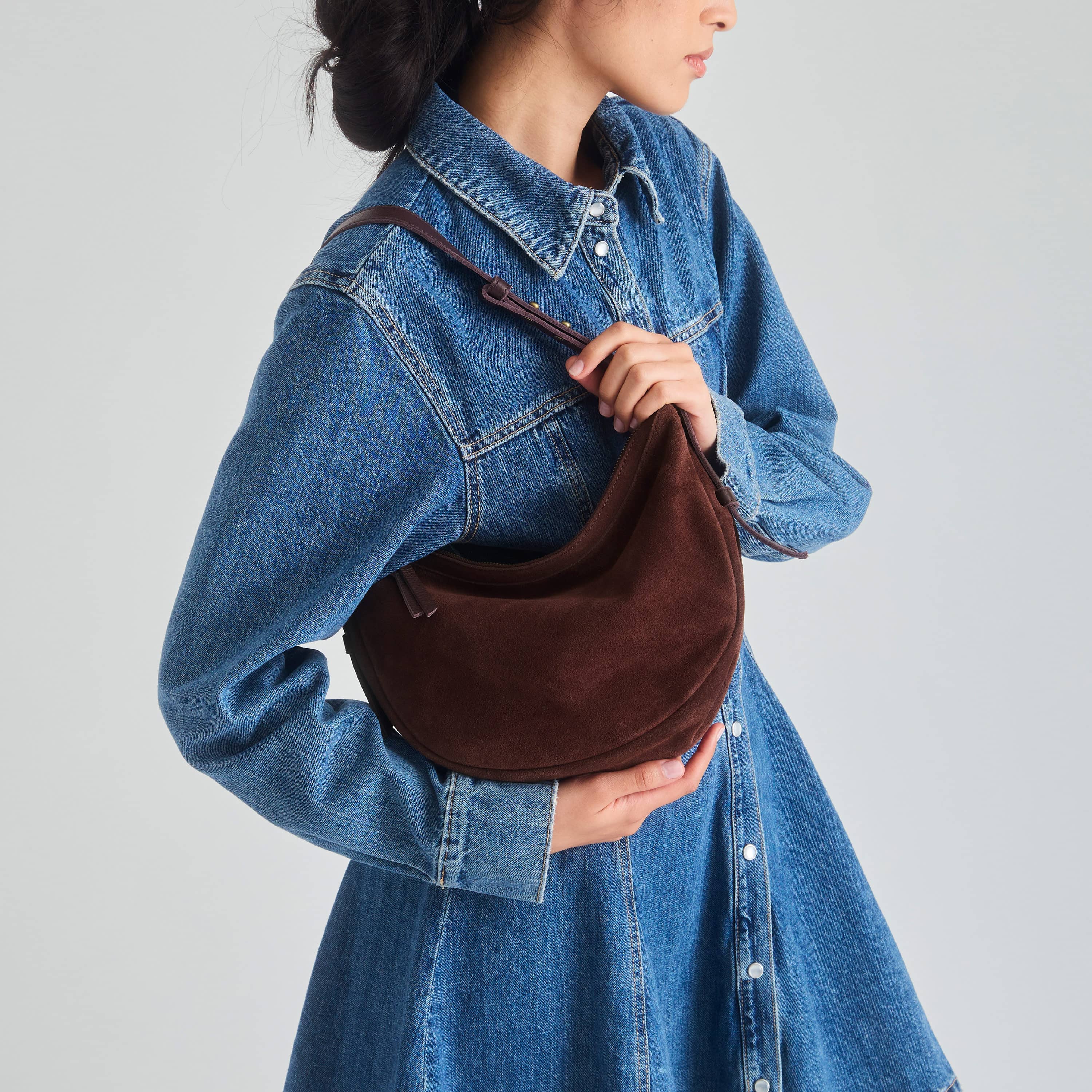 The Sak Tess Shoulder Bag - Leather - Mahogany Suede