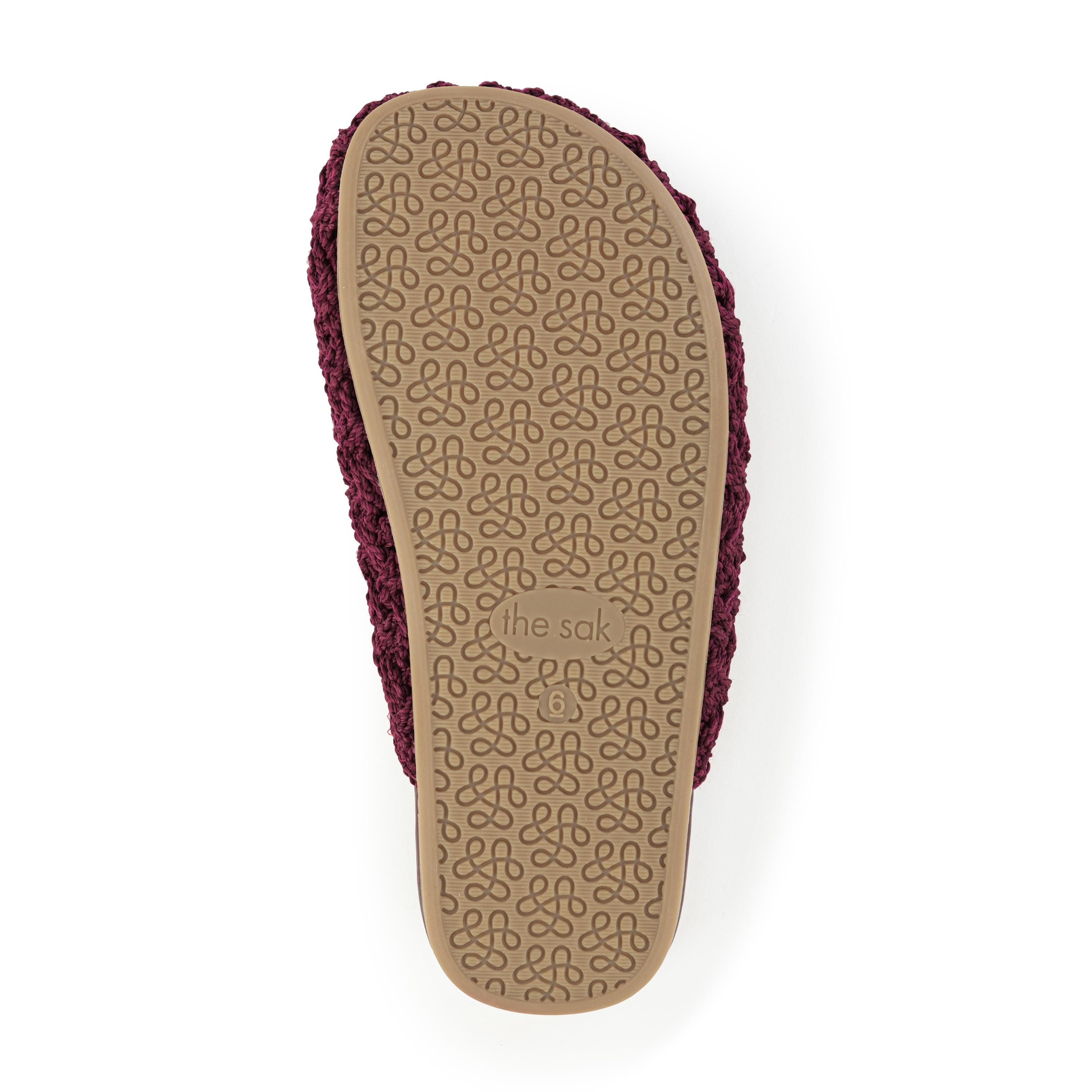 The Sak Bolinas Clog - Hand Crochet - Black Cherry Cozy Weave