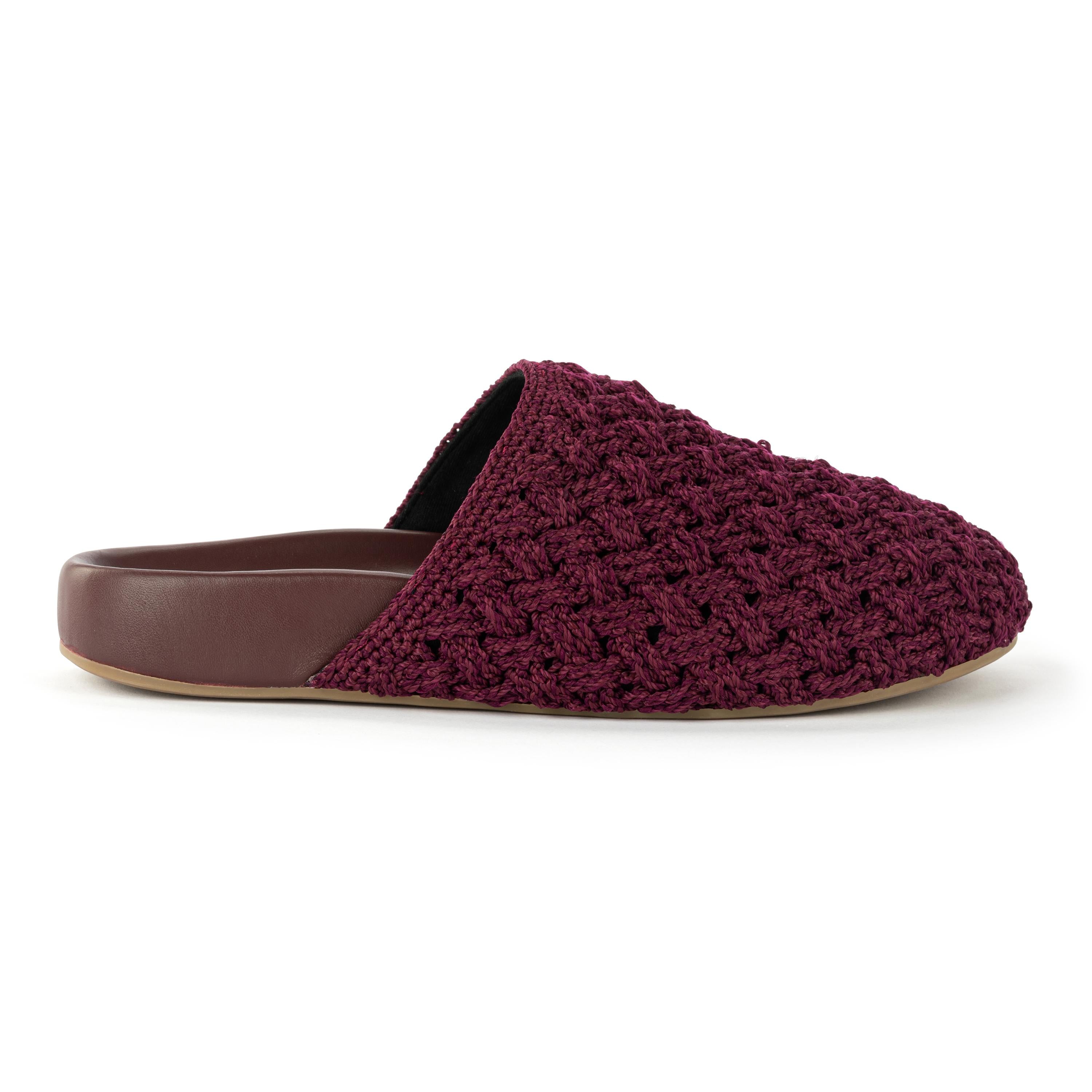 The Sak Bolinas Clog - Hand Crochet - Black Cherry Cozy Weave