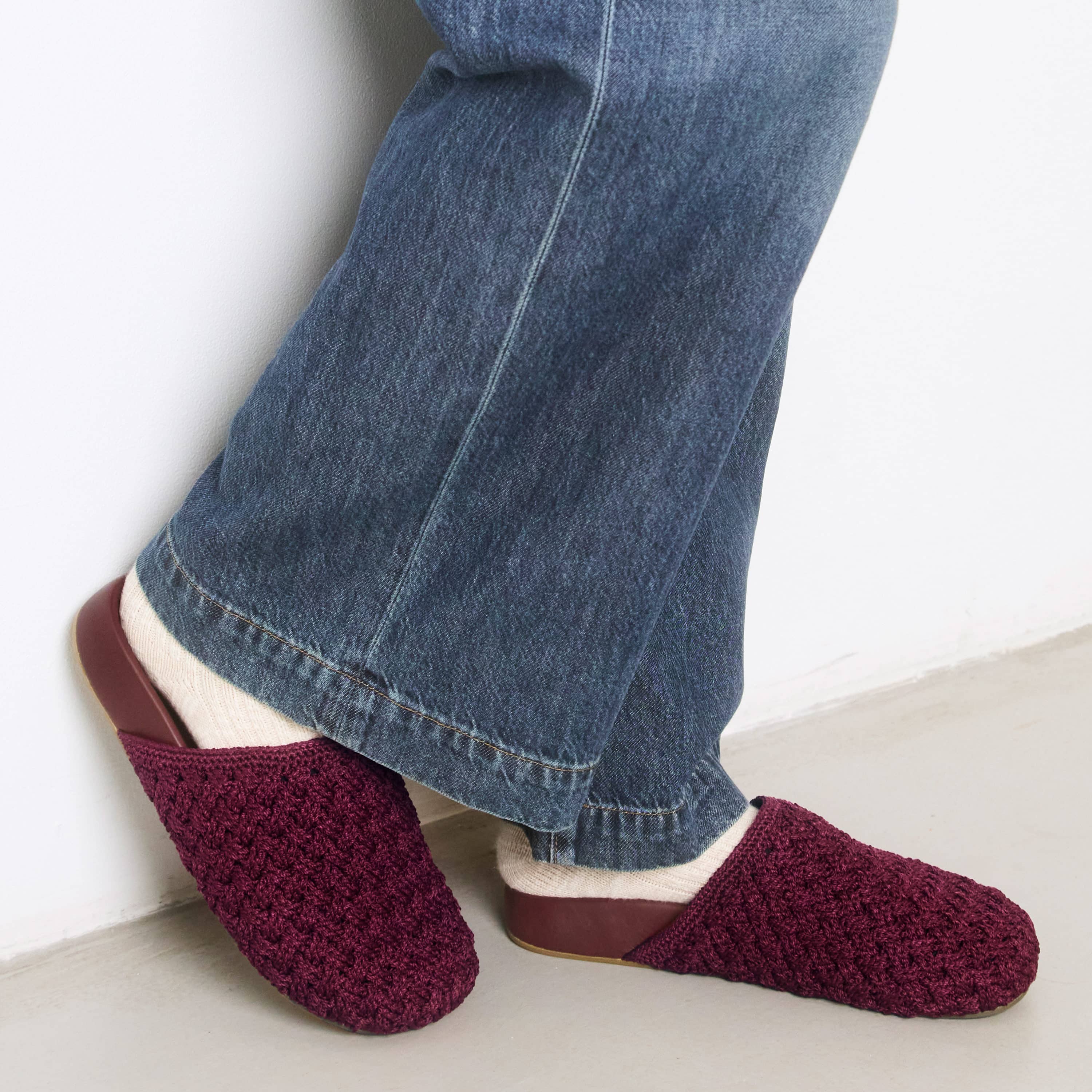 The Sak Bolinas Clog - Hand Crochet - Black Cherry Cozy Weave