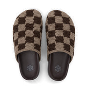Bolinas Clog - Hand Crochet - Brown Check