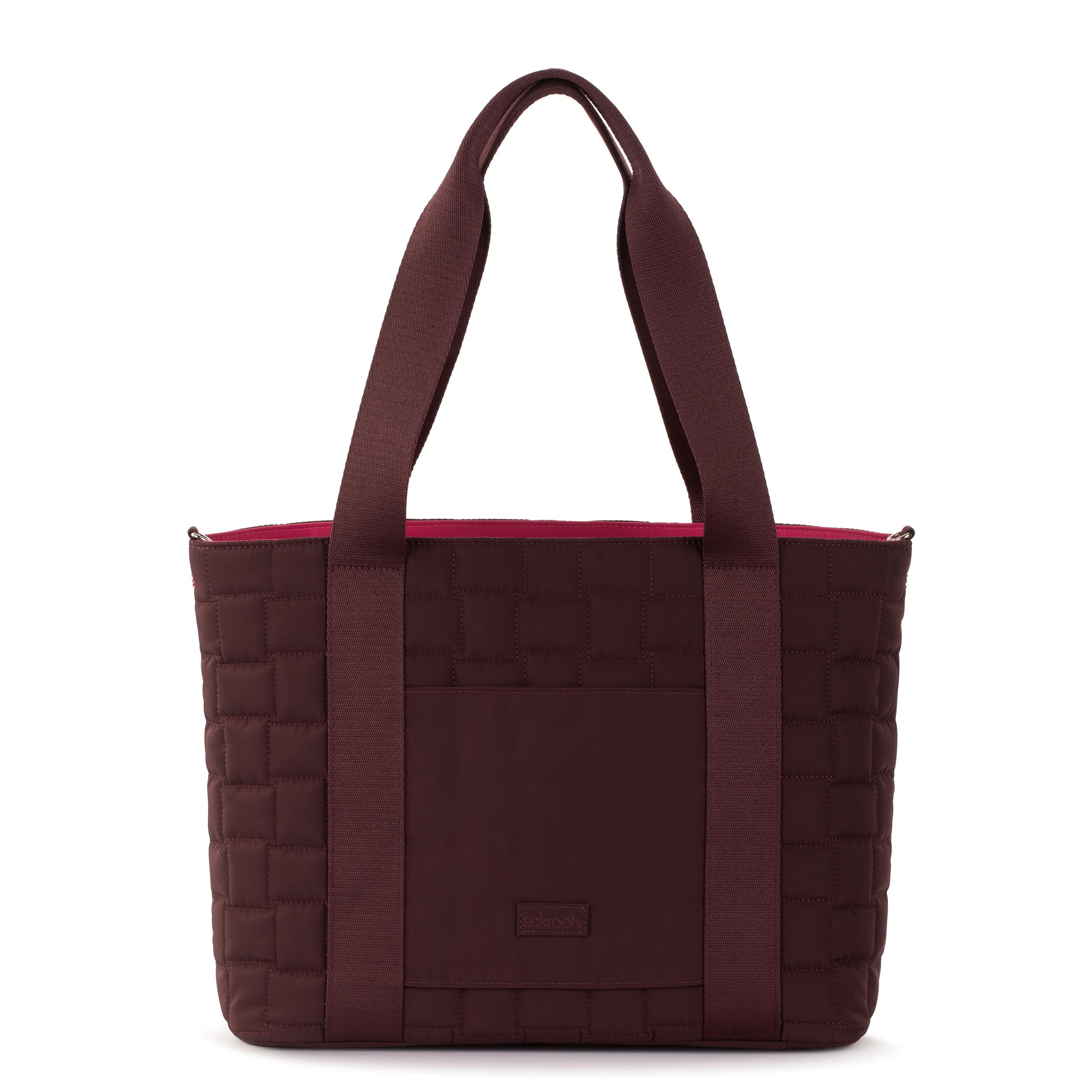 Sakroots Arlo Large Tote - EcoTwill - Black Cherry Woven Quilted