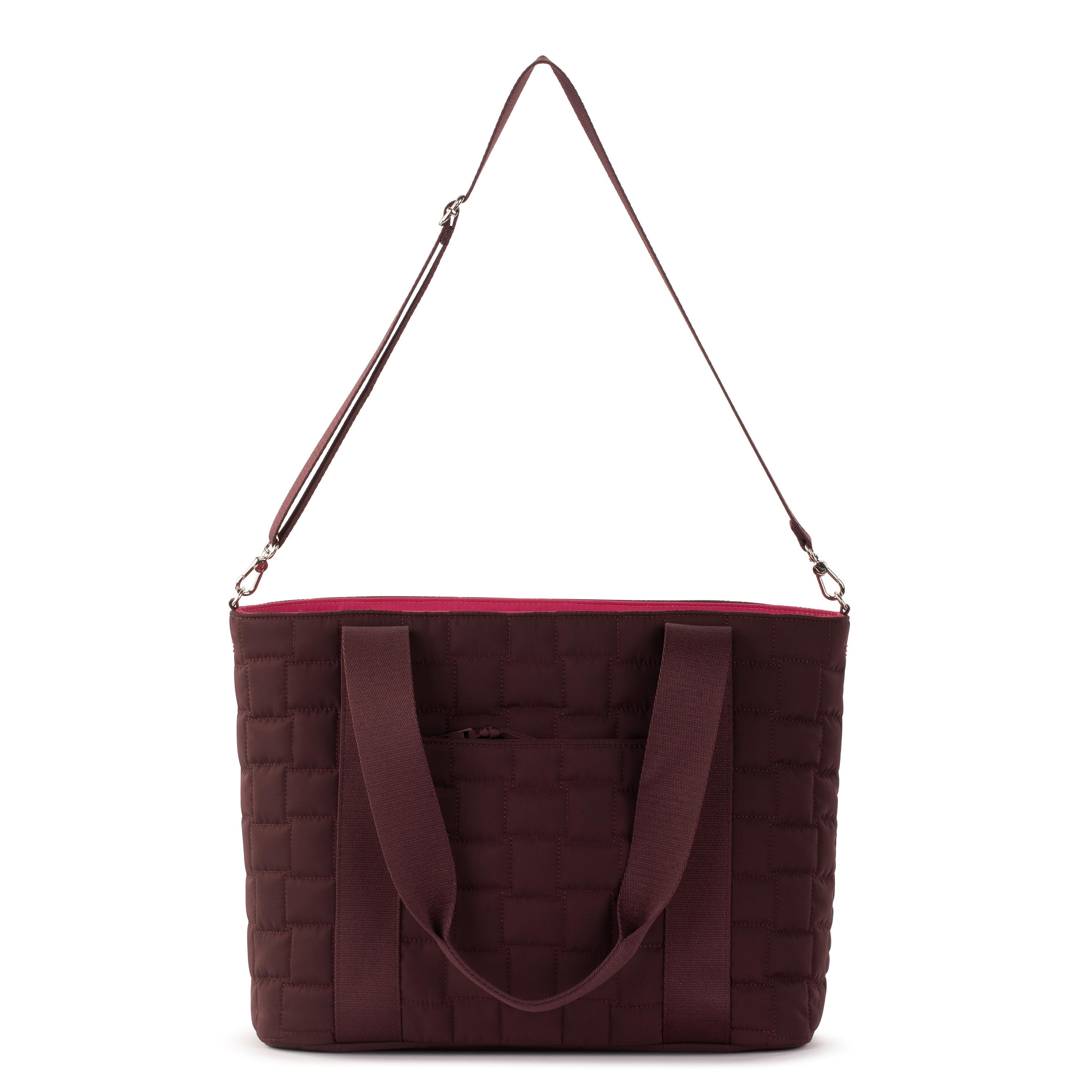 Sakroots Arlo Large Tote - EcoTwill - Black Cherry Woven Quilted