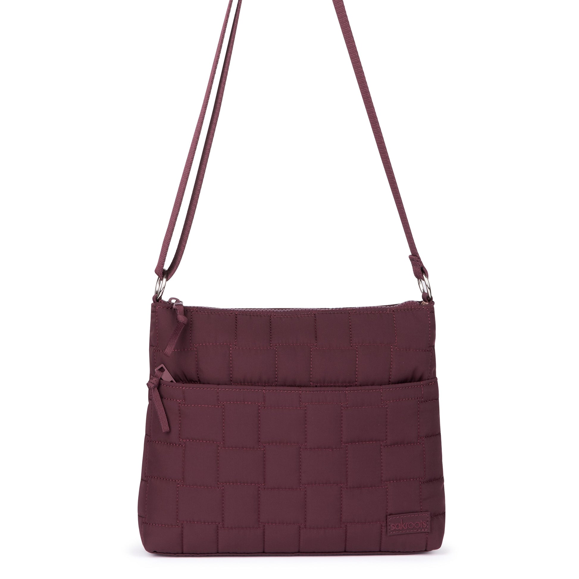 Sakroots Basic Crossbody EcoTwill - Black Cherry Woven Quilted
