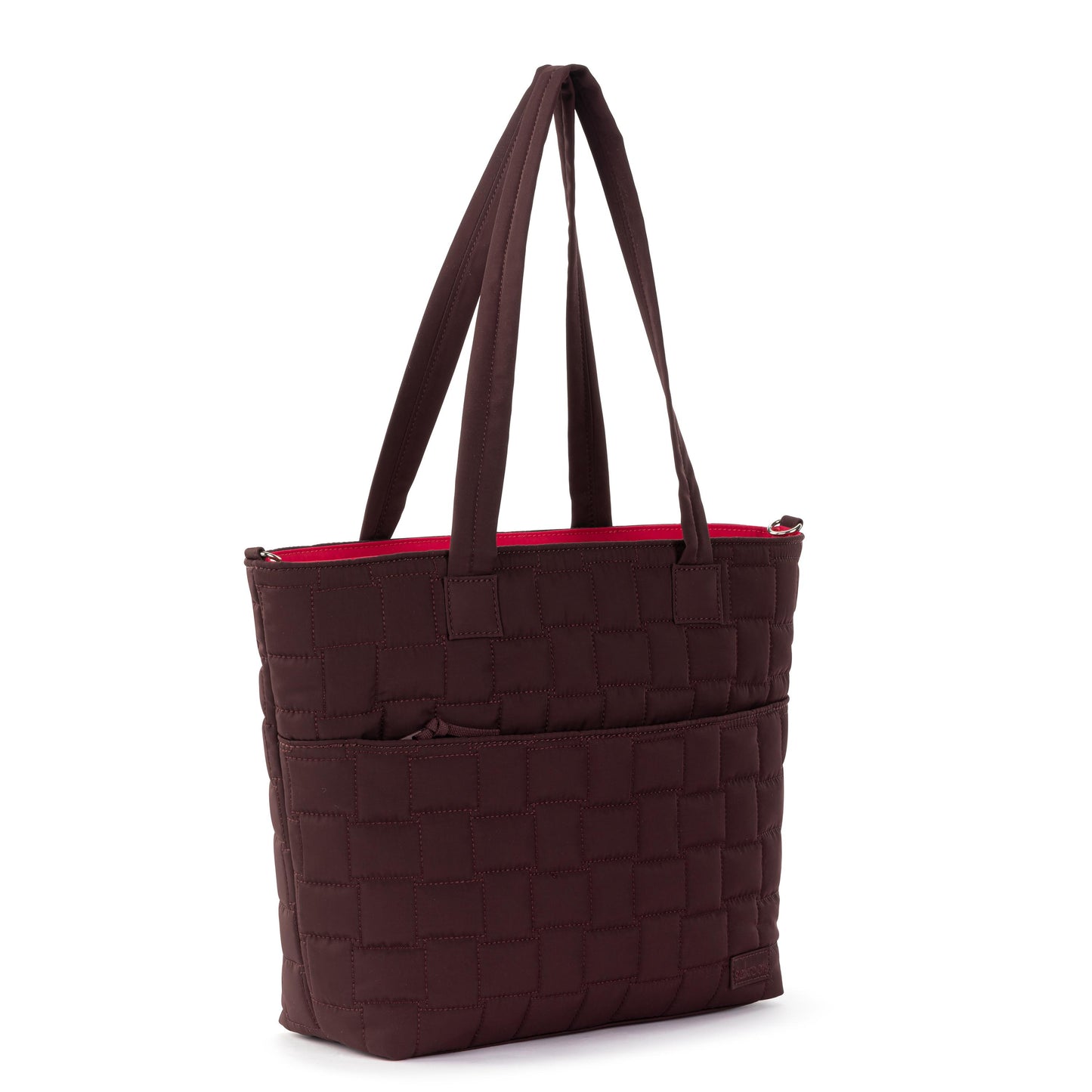 Sakroots Willow Shoulder Tote EcoTwill - Black Cherry Woven Quilted