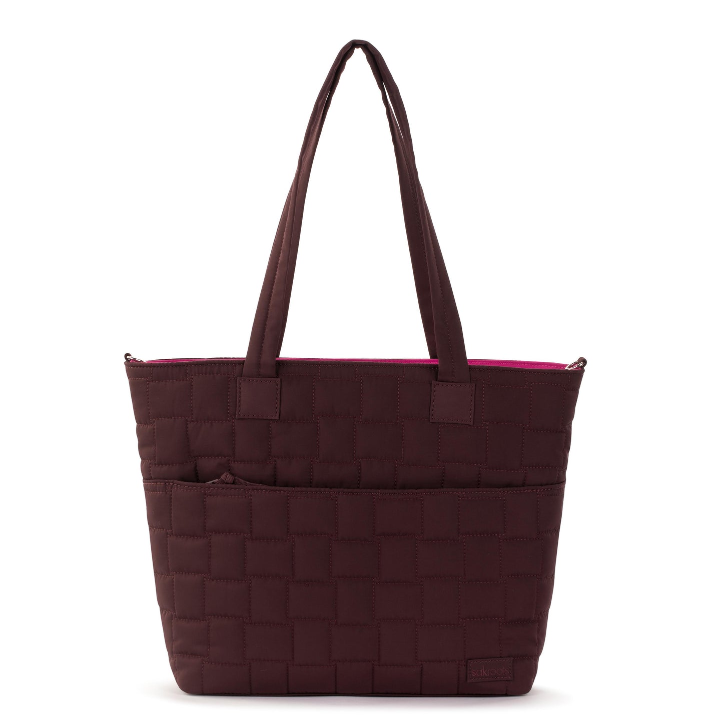 Sakroots Willow Shoulder Tote EcoTwill - Black Cherry Woven Quilted