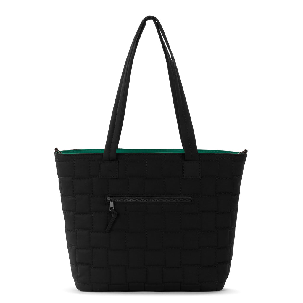 Sakroots Willow Shoulder Tote - EcoTwill - Black Woven Quilted