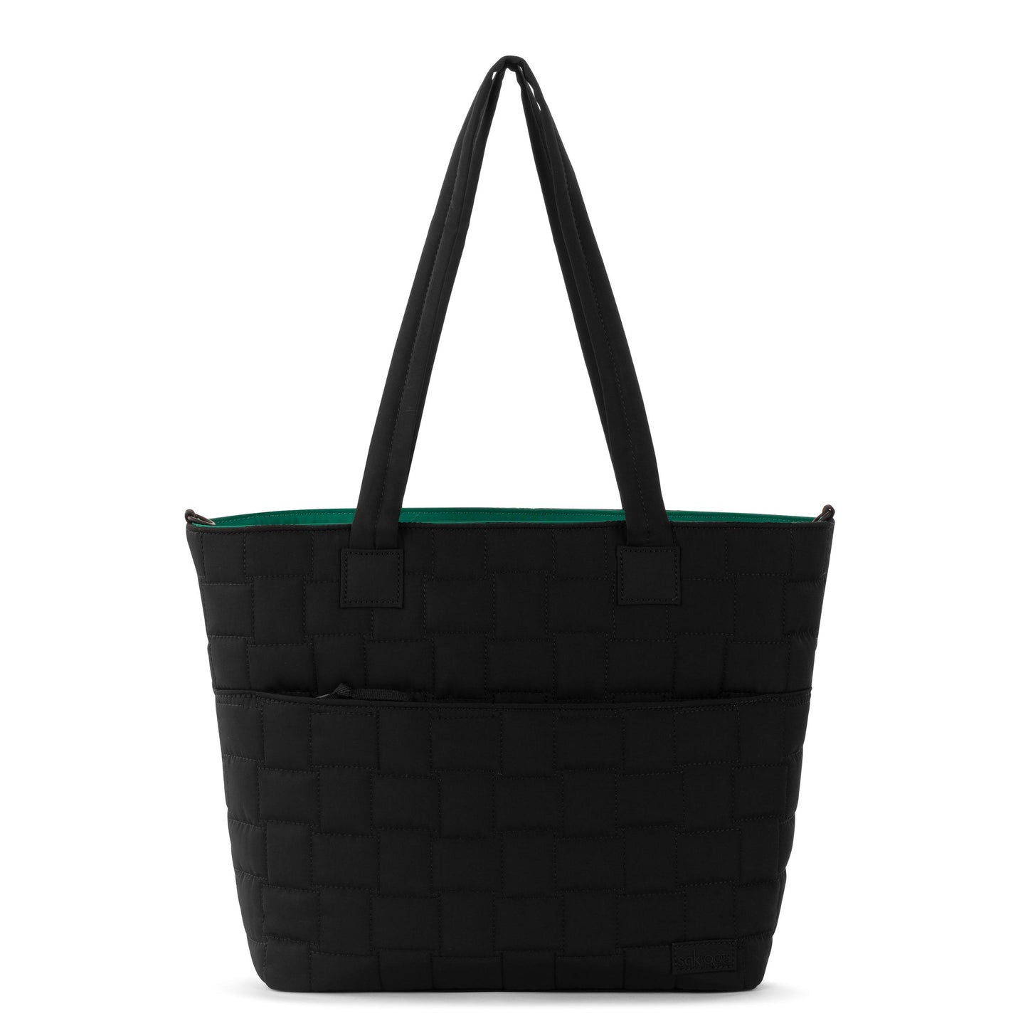 Sakroots Willow Shoulder Tote EcoTwill - Black Woven Quilted