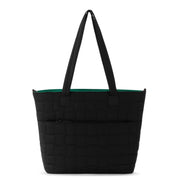 Willow Shoulder Tote - EcoTwill - Black Woven Quilted