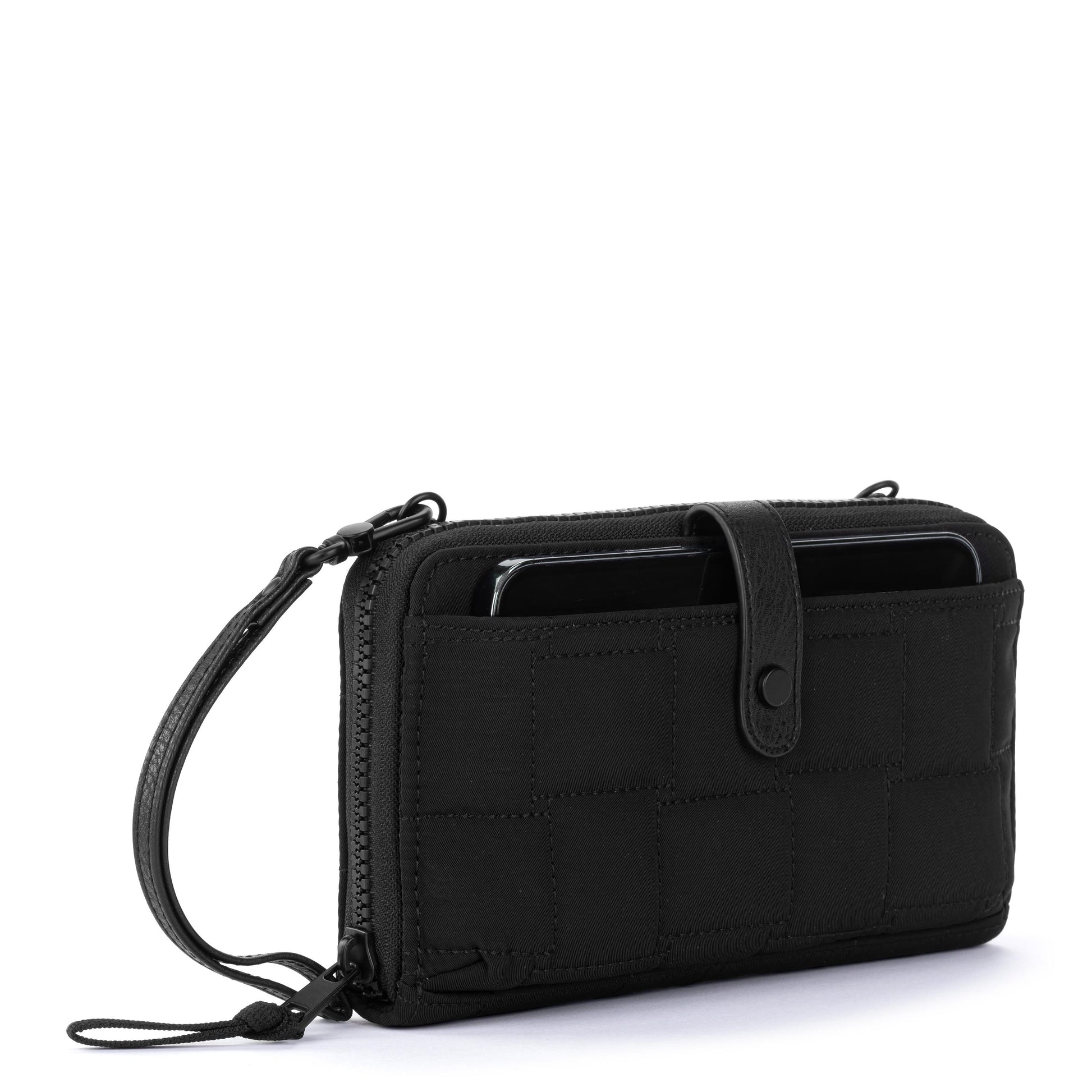 Sakroots Large Smartphone Crossbody EcoTwill - Black Woven Quilted