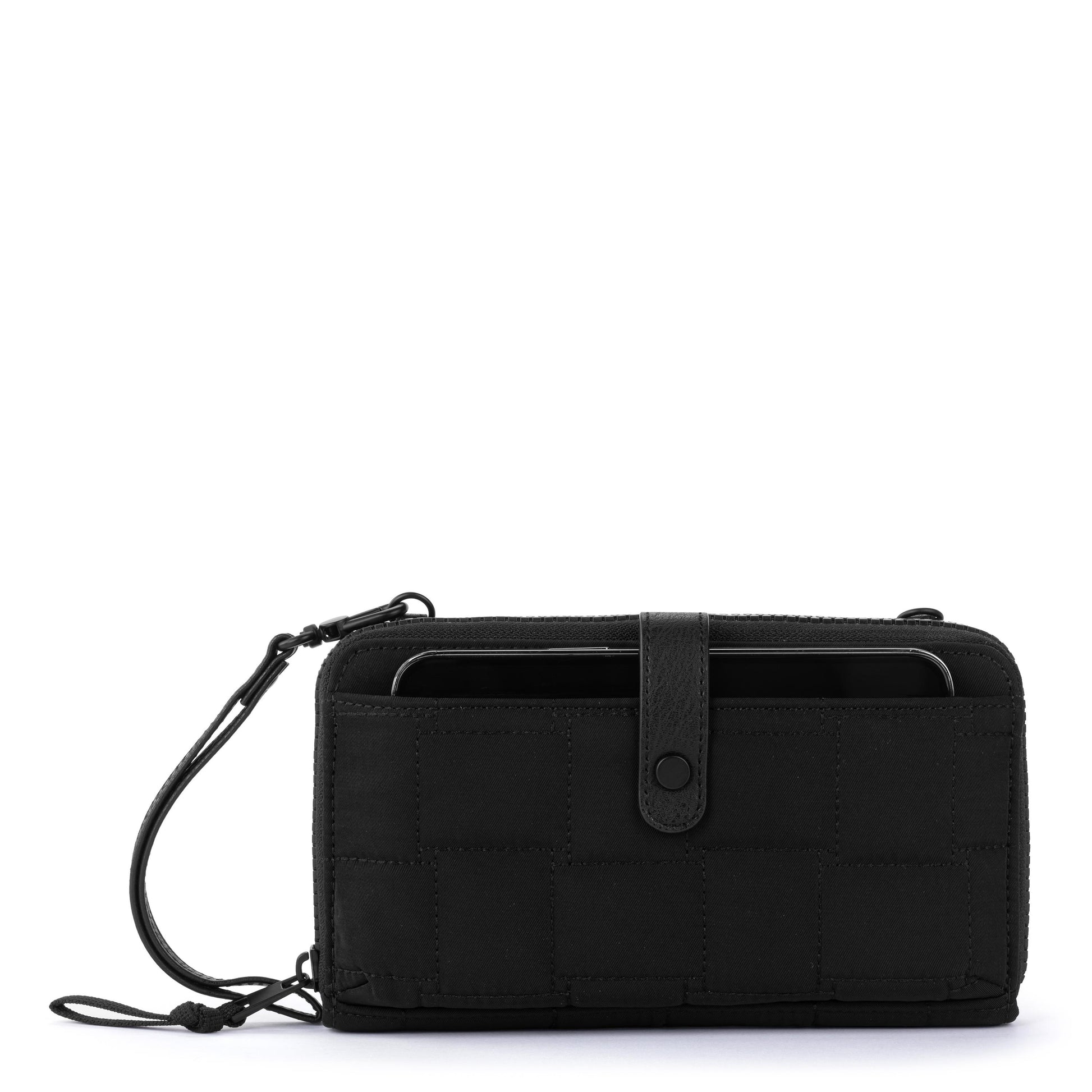 Sakroots Large Smartphone Crossbody EcoTwill - Black Woven Quilted