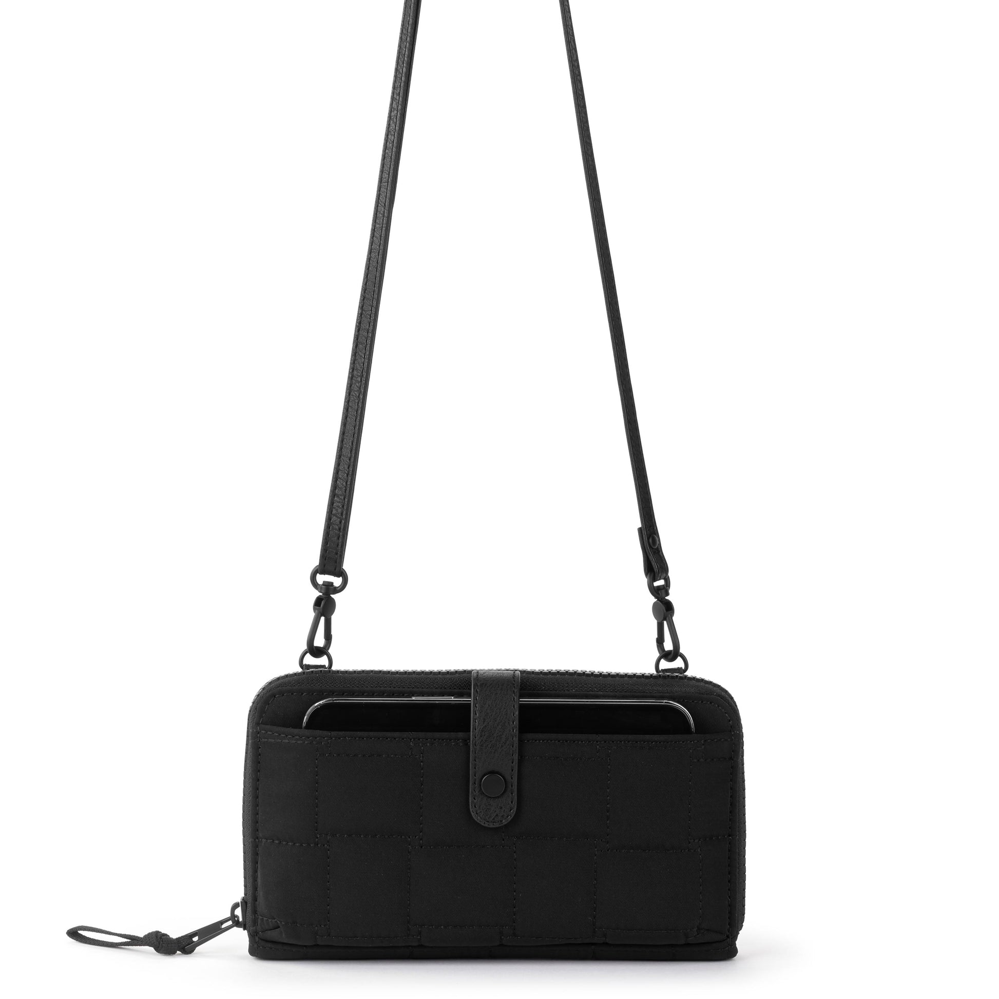 Sakroots Large Smartphone Crossbody EcoTwill - Black Woven Quilted