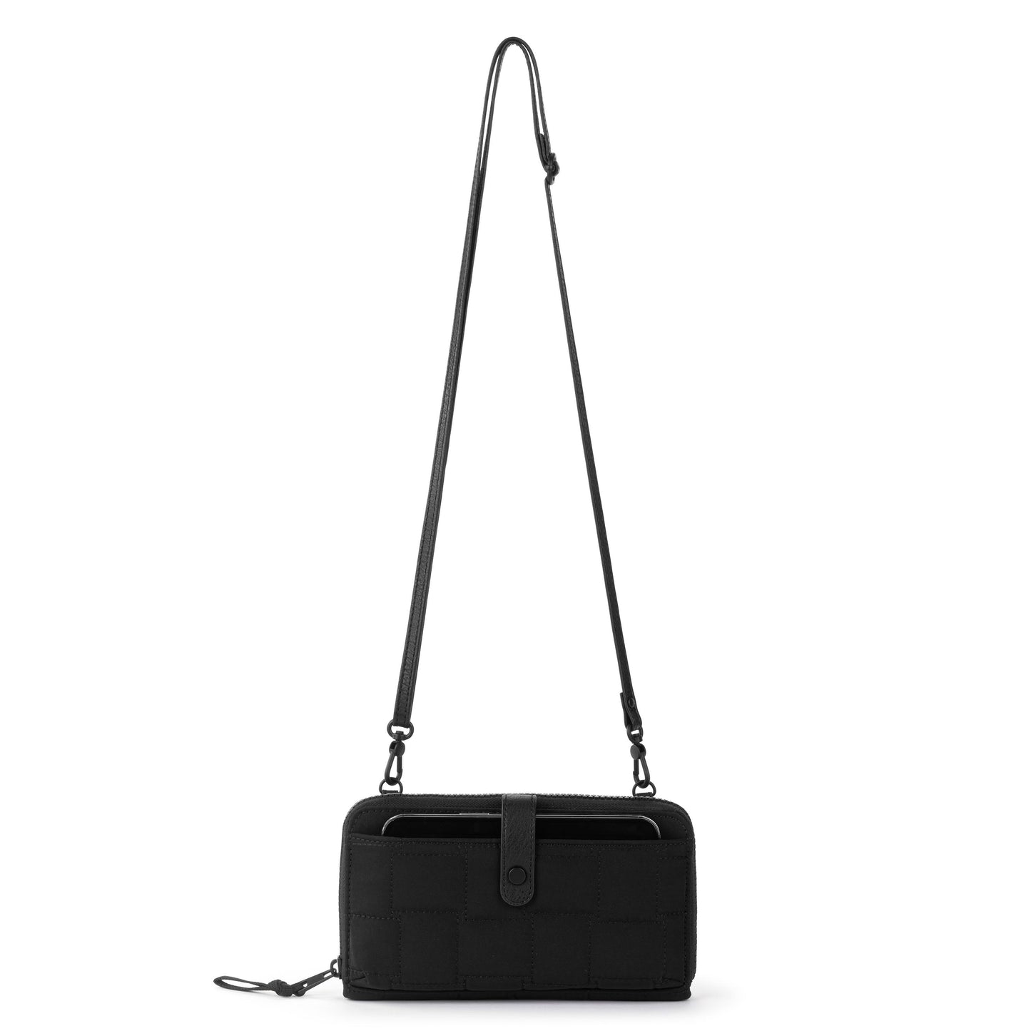 Sakroots Large Smartphone Crossbody EcoTwill - Black Woven Quilted