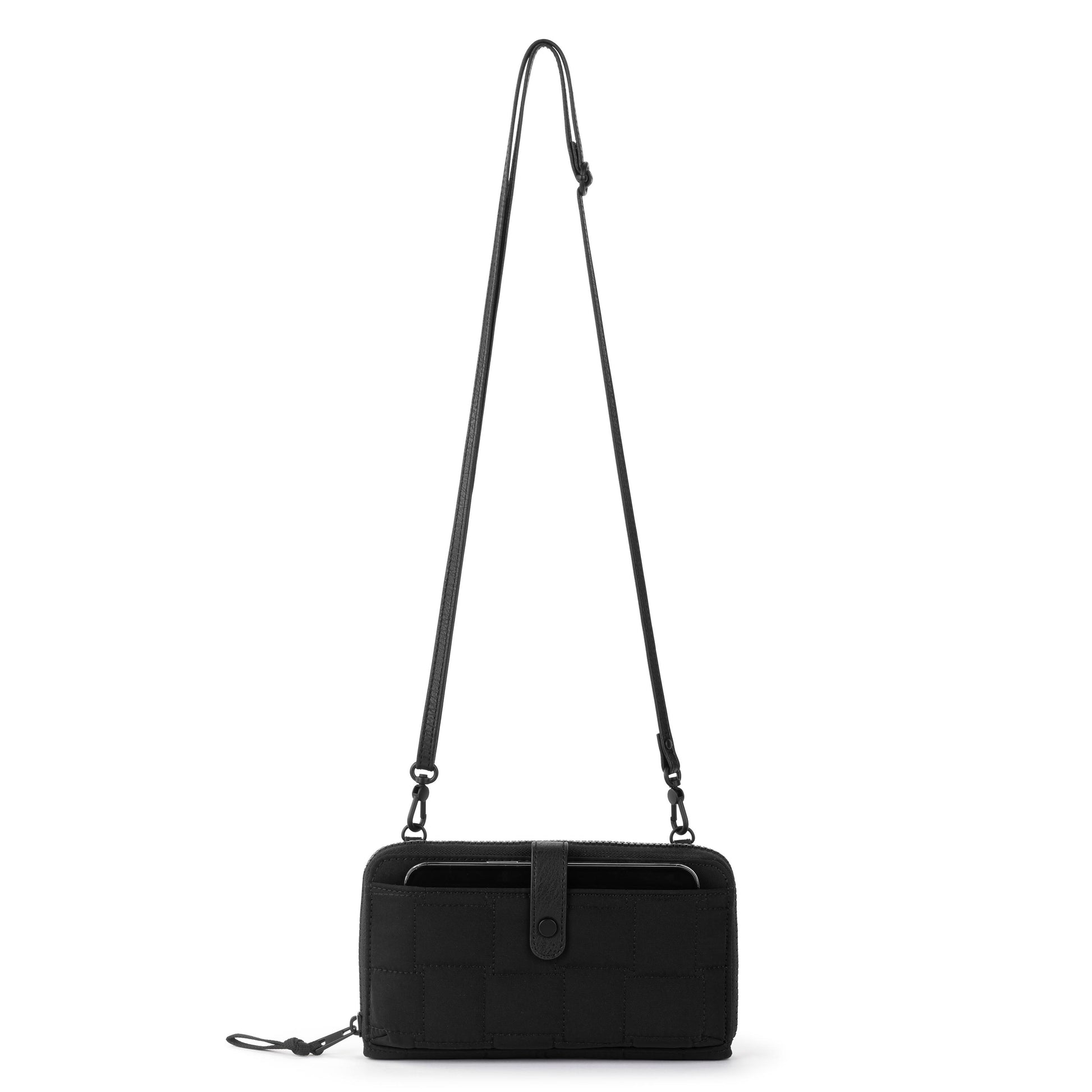Sakroots Large Smartphone Crossbody EcoTwill - Black Woven Quilted