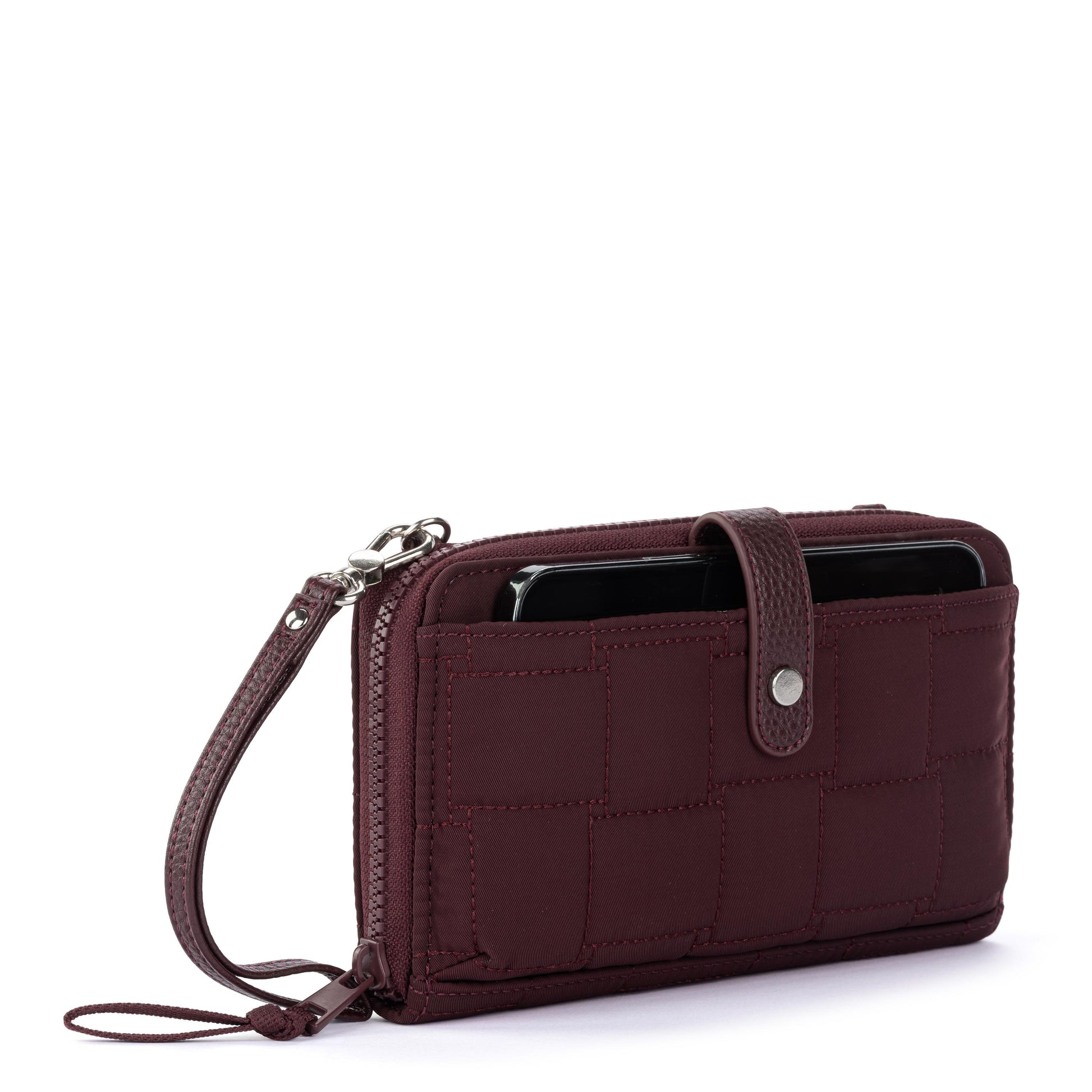 Sakroots Large Smartphone Crossbody EcoTwill - Black Cherry Woven Quilted
