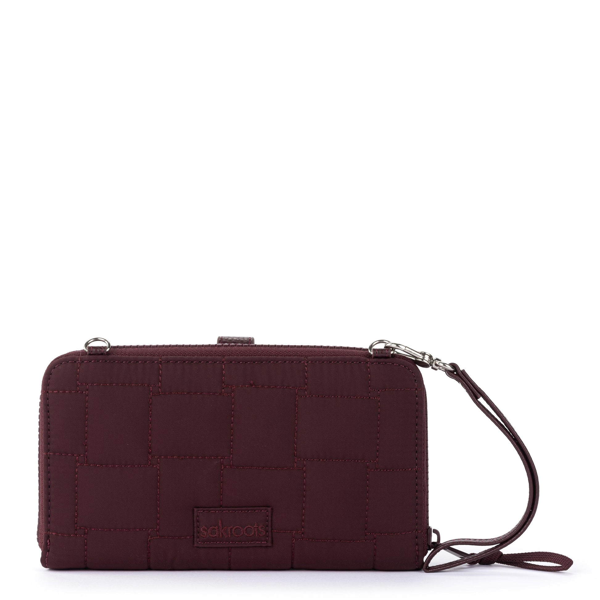 Sakroots Large Smartphone Crossbody EcoTwill - Black Cherry Woven Quilted