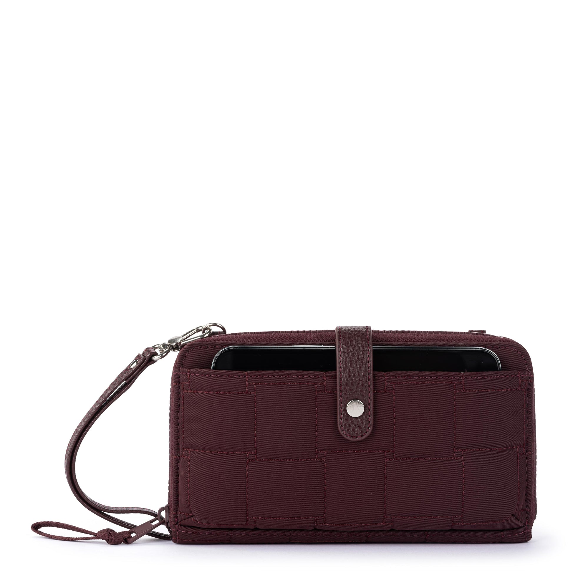 Sakroots Large Smartphone Crossbody EcoTwill - Black Cherry Woven Quilted