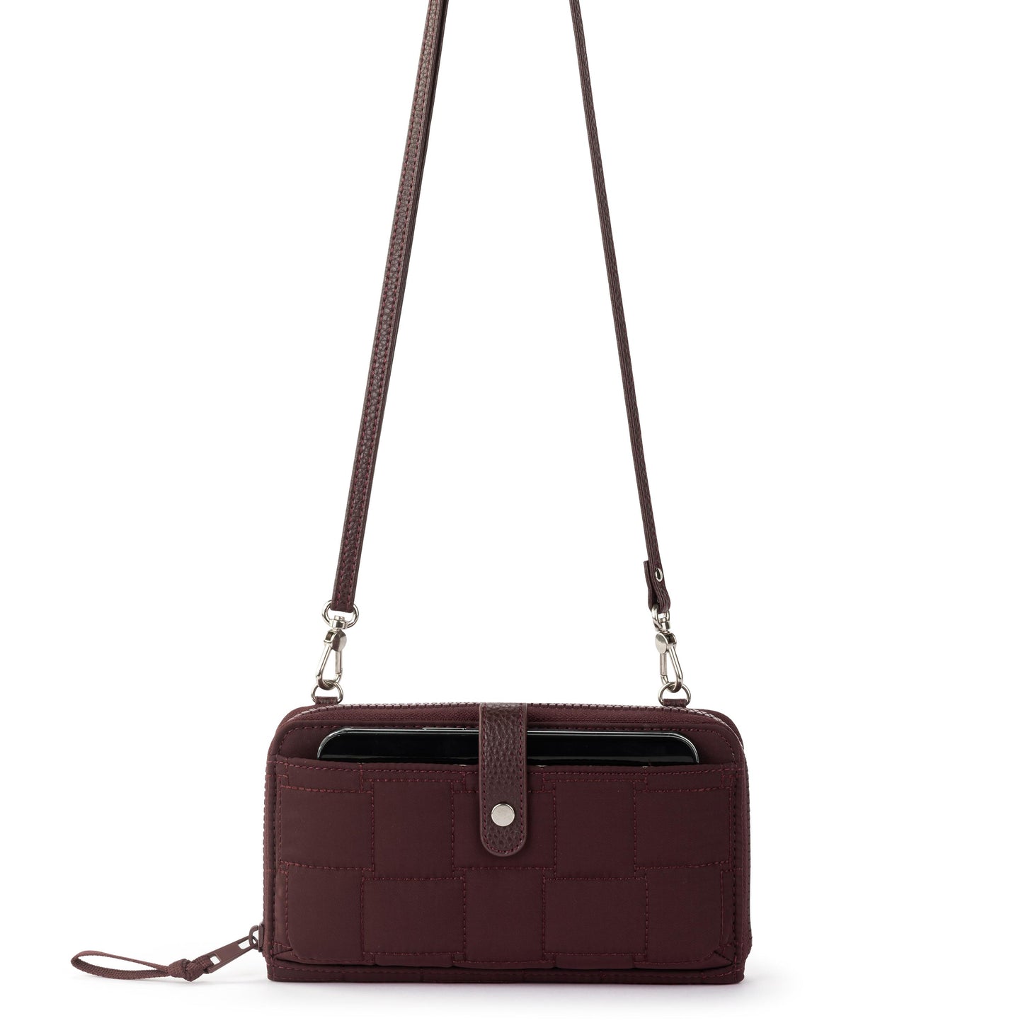 Sakroots Large Smartphone Crossbody EcoTwill - Black Cherry Woven Quilted
