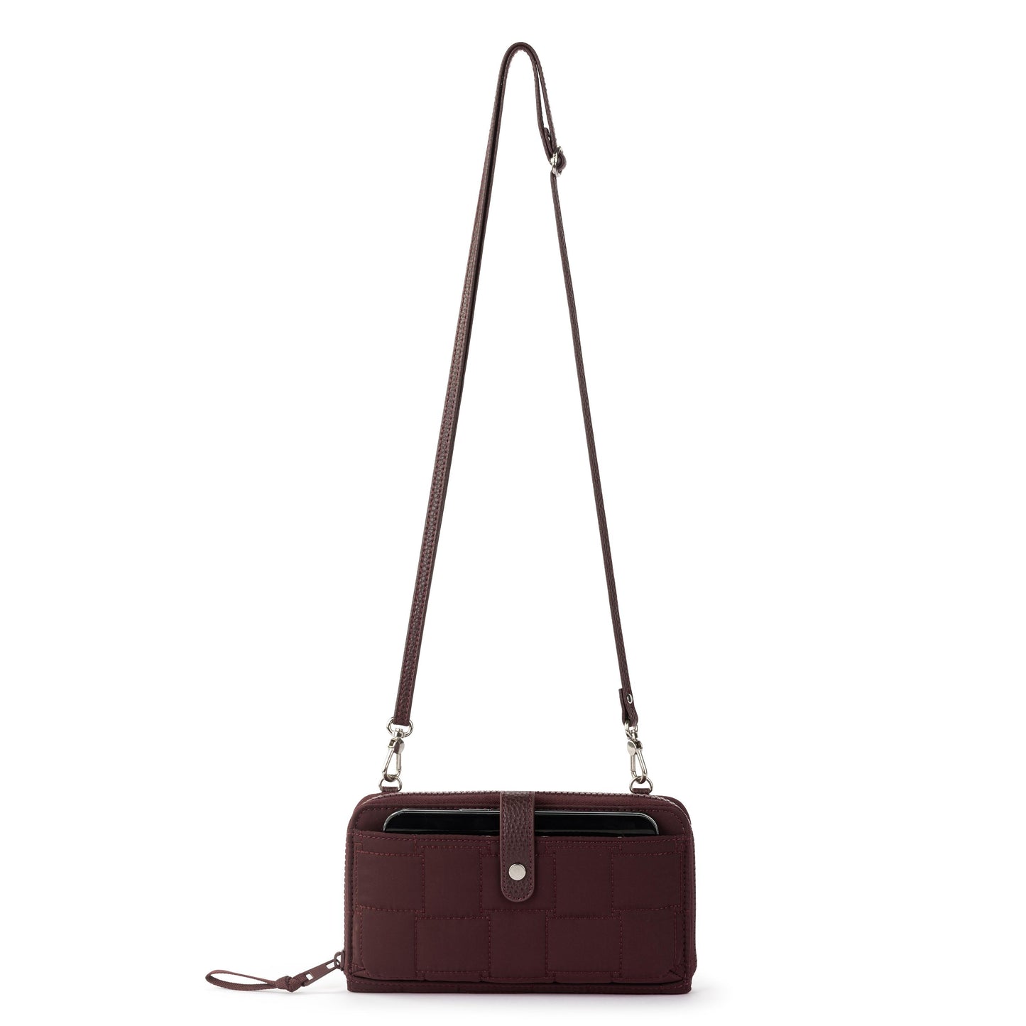 Sakroots Large Smartphone Crossbody EcoTwill - Black Cherry Woven Quilted