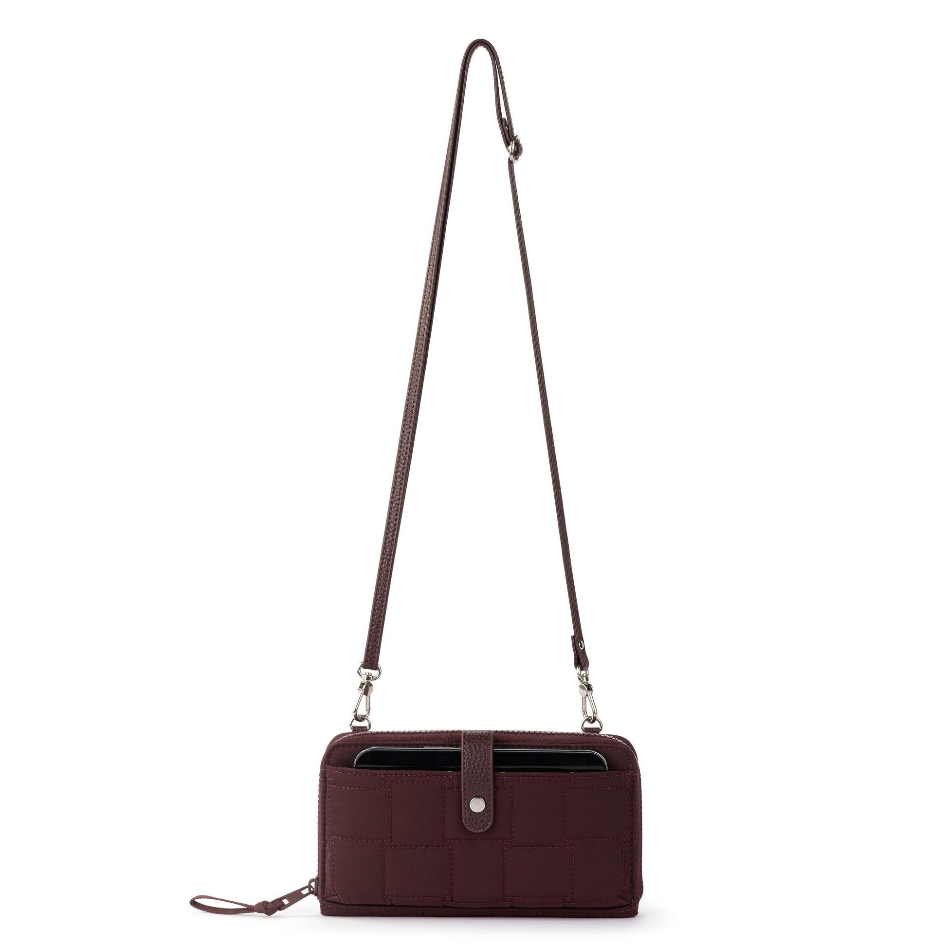 Sakroots Large Smartphone Crossbody EcoTwill - Black Cherry Woven Quilted