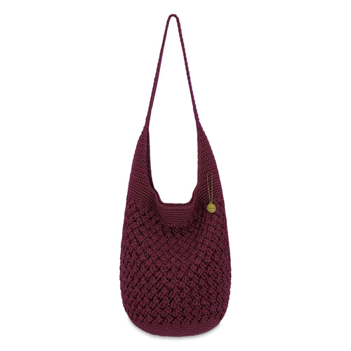 The Sak 120 Hobo - Hand Crochet - Black Cherry Cozy Weave