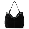 The Sak Los Feliz Large Tote - Leather - Black Suede Blanket Stitch