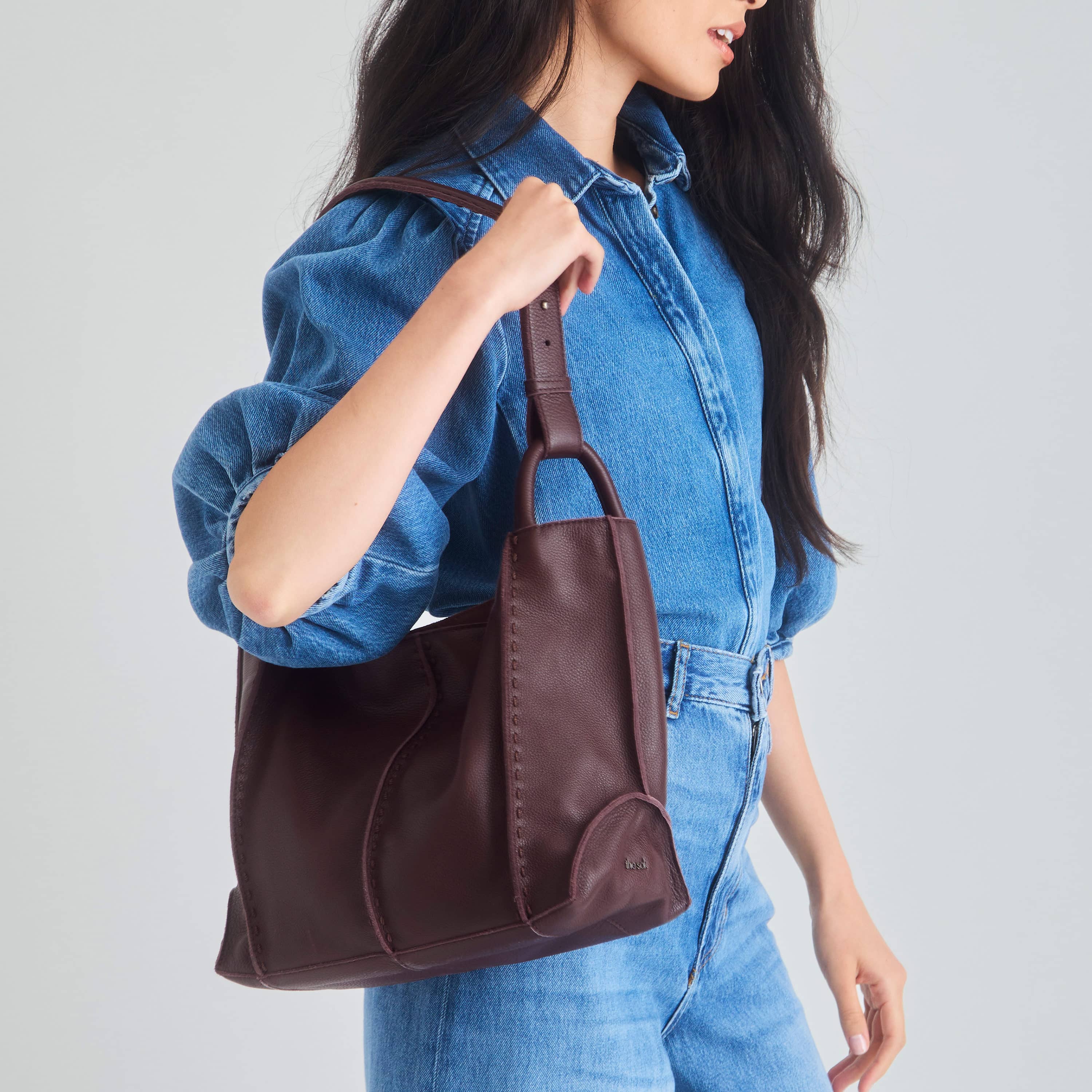 The Sak Los Feliz Medium Tote - Leather - Mahogany