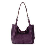 Los Feliz Medium Tote - Leather - Aubergine Suede