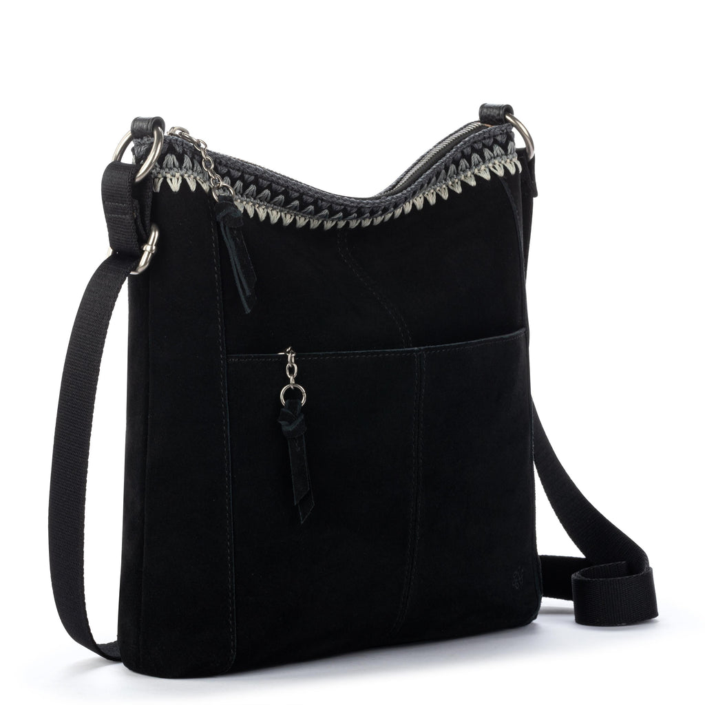 The Sak Lucia Crossbody - Leather - Black Suede Blanket Stitch