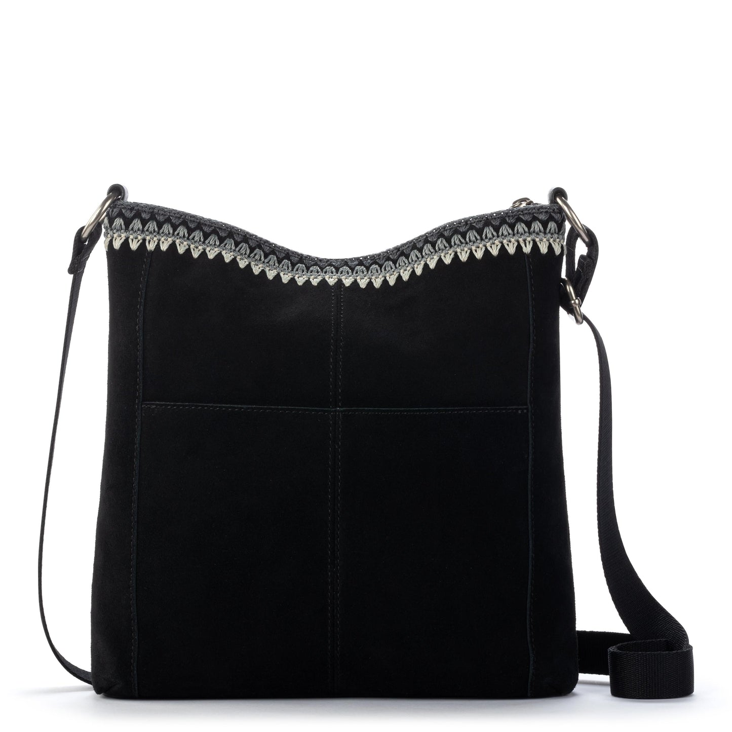 The Sak Lucia Crossbody Leather - Black Suede Blanket Stitch