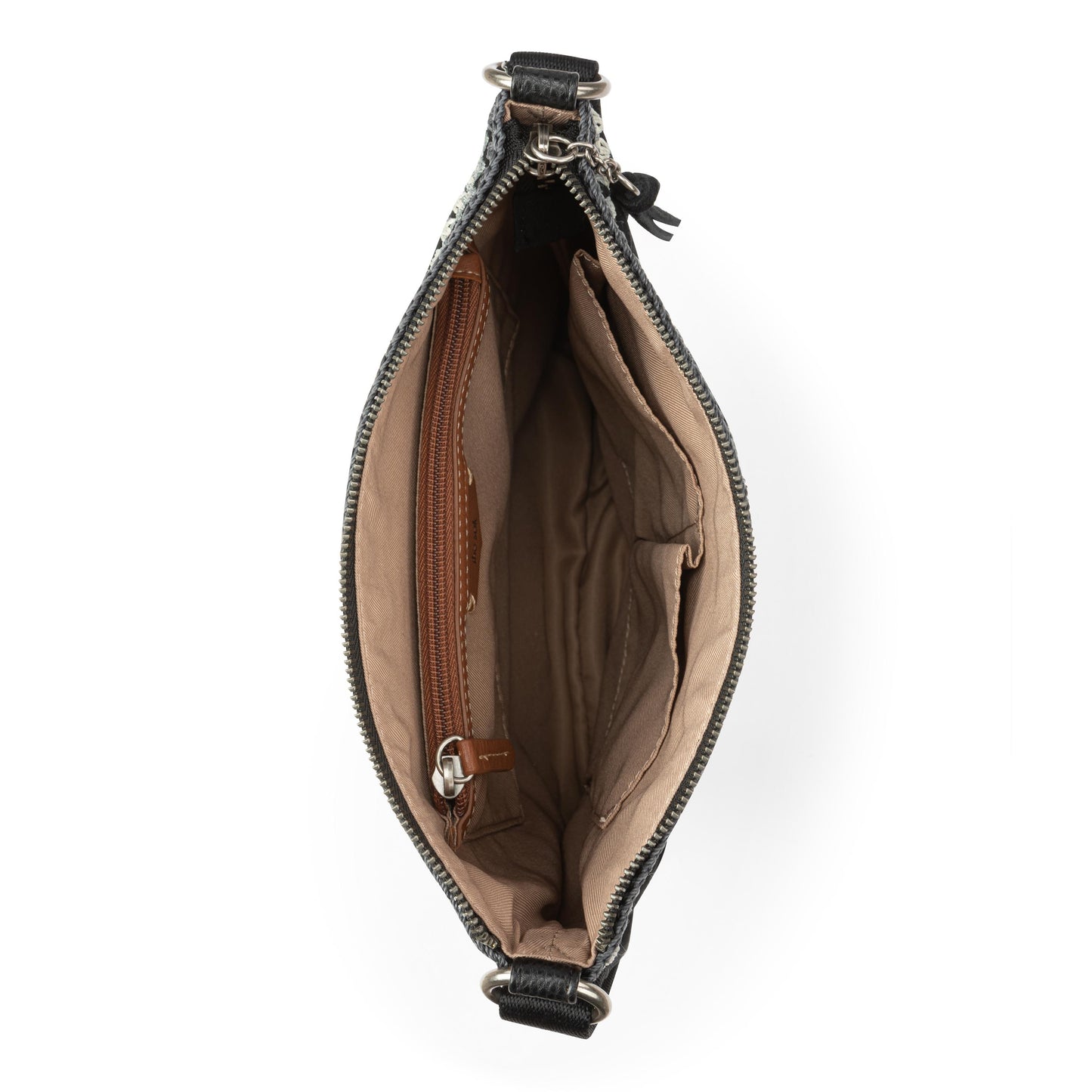 The Sak Lucia Crossbody Leather - Black Suede Blanket Stitch