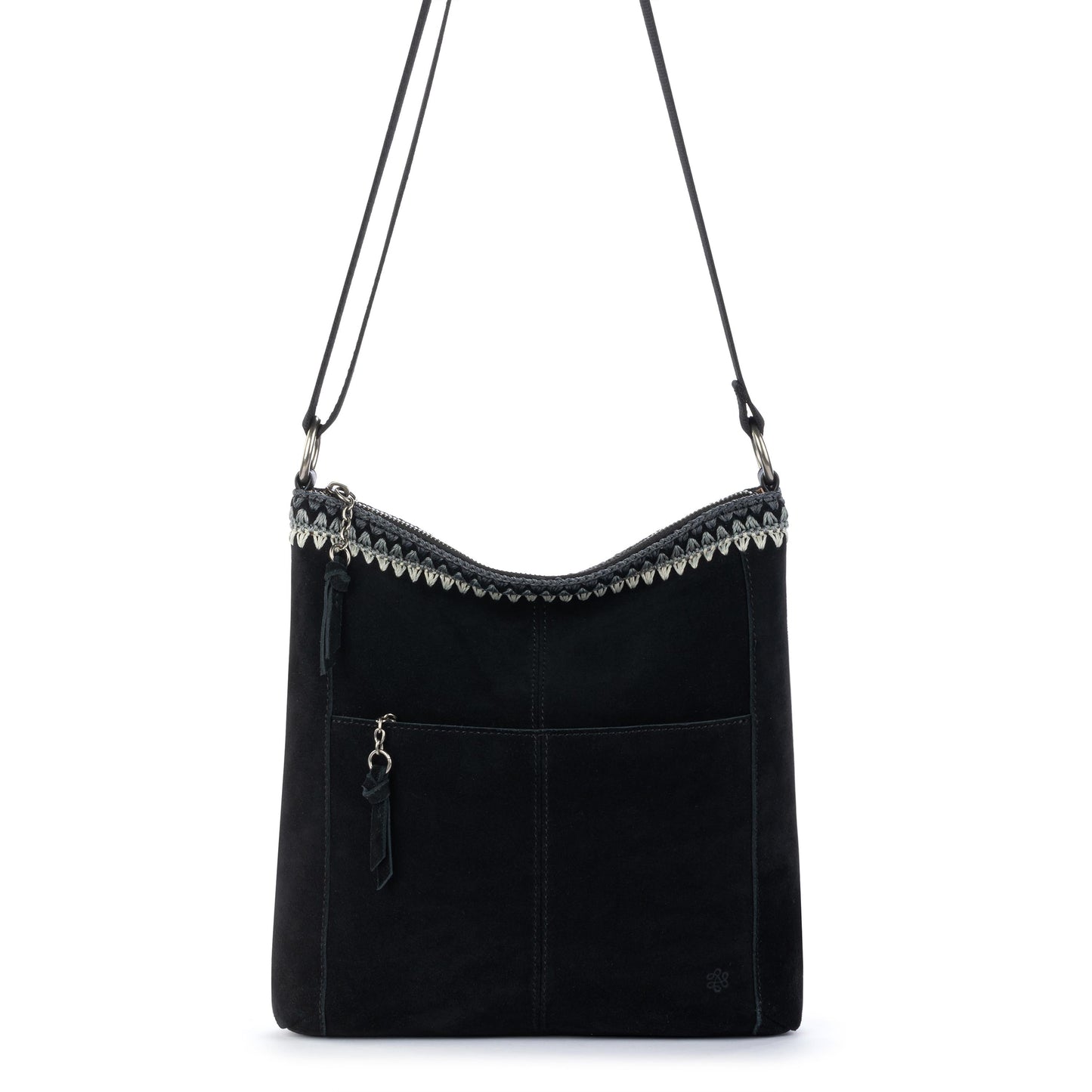 The Sak Lucia Crossbody Leather - Black Suede Blanket Stitch