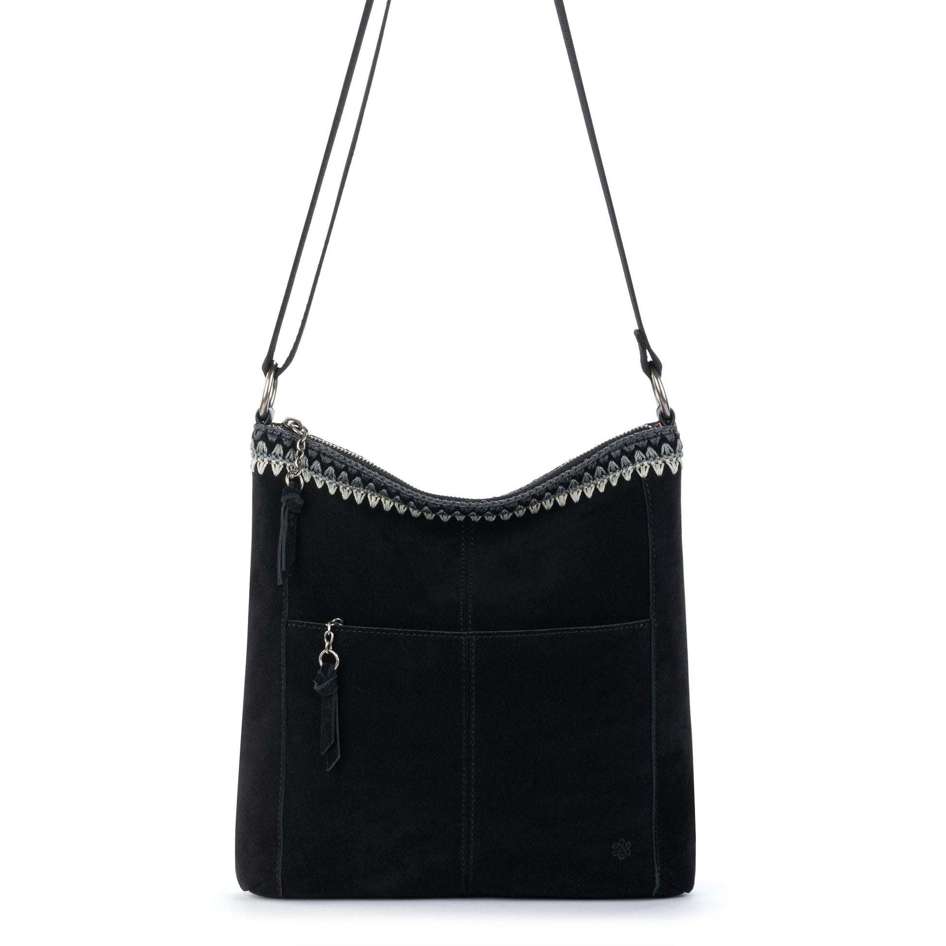The Sak Lucia Crossbody Leather - Black Suede Blanket Stitch