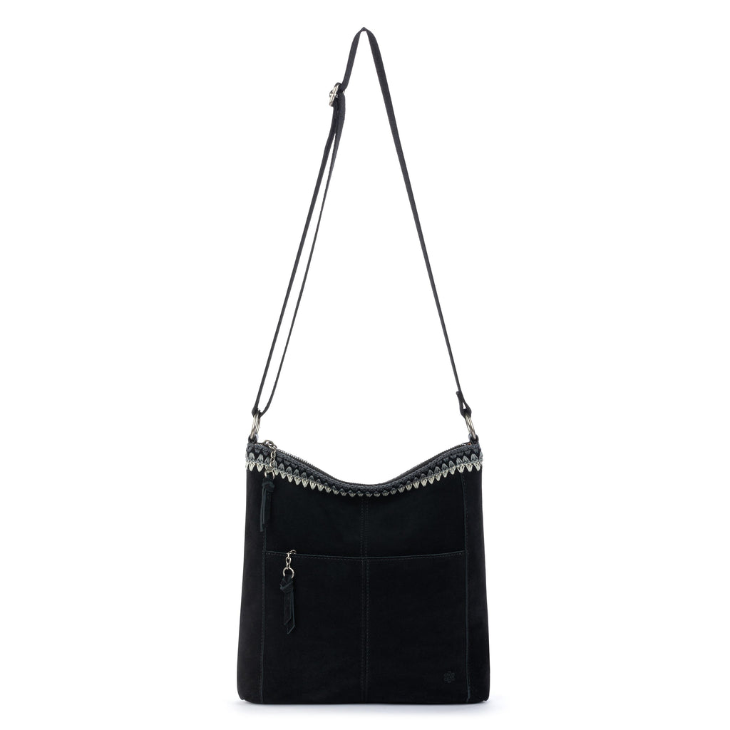 The Sak Lucia Crossbody - Leather - Black Suede Blanket Stitch