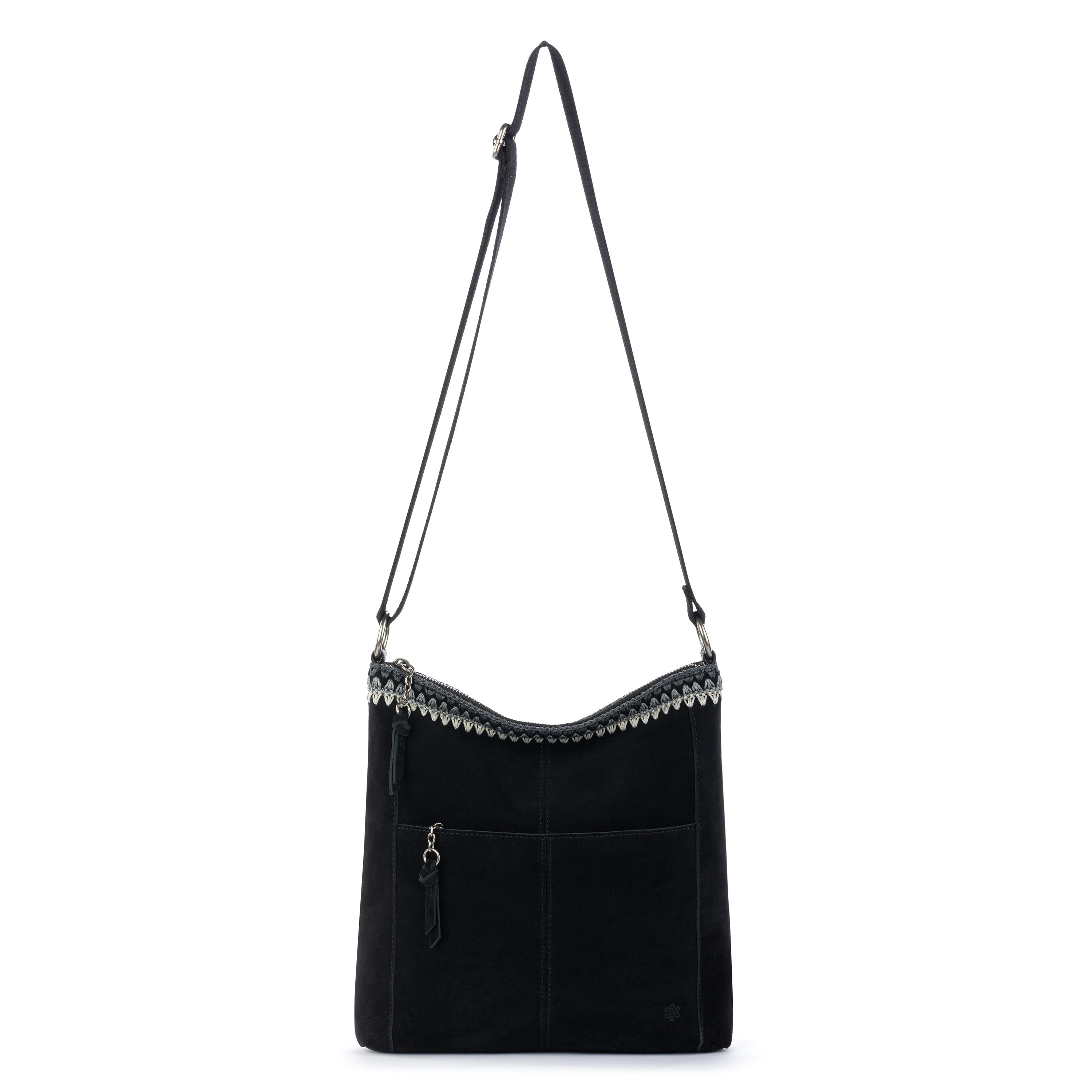 The Sak Lucia Crossbody - Leather - Black Suede Blanket Stitch
