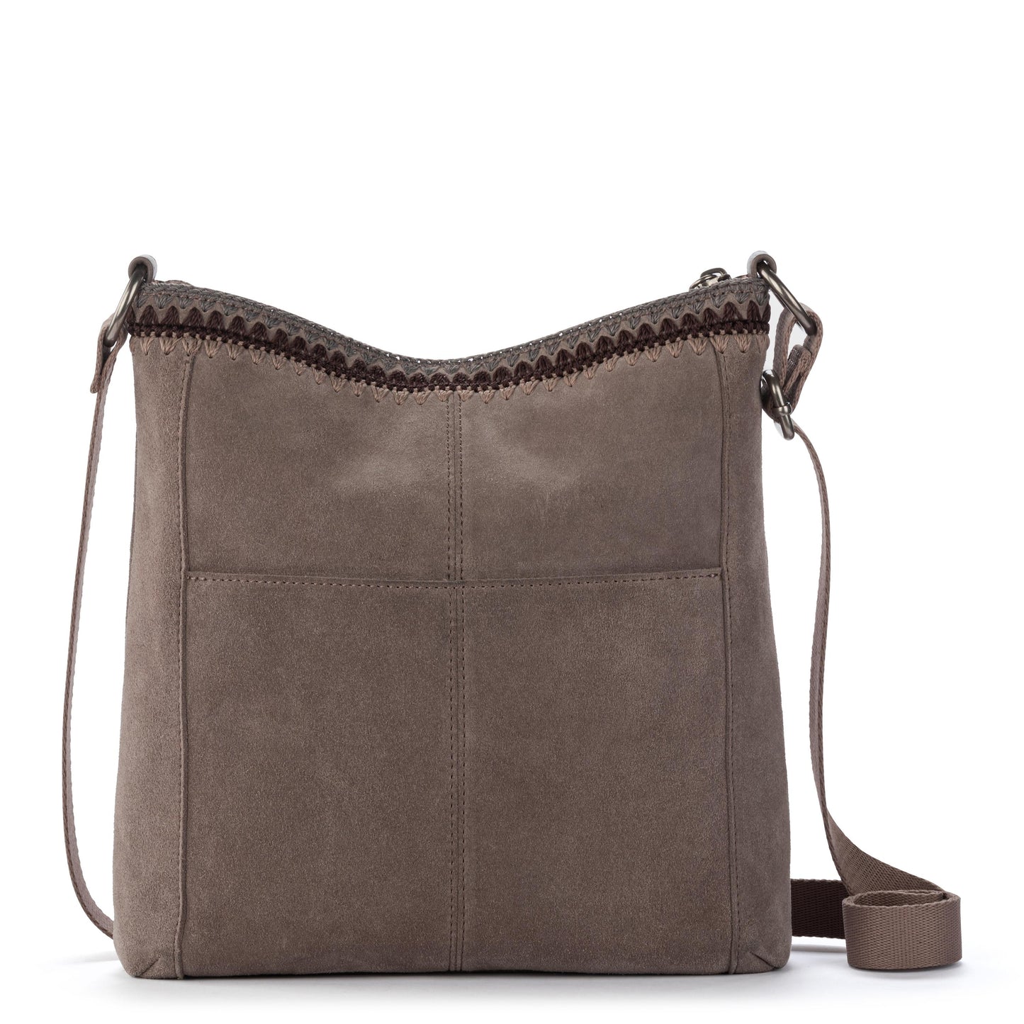 The Sak Lucia Crossbody Leather - Mushroom Suede Blanket Stitch