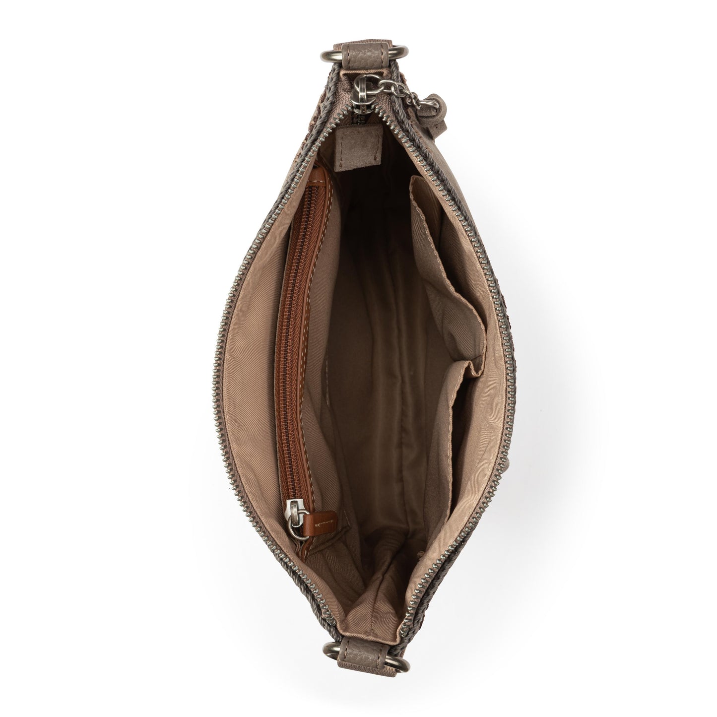 The Sak Lucia Crossbody Leather - Mushroom Suede Blanket Stitch