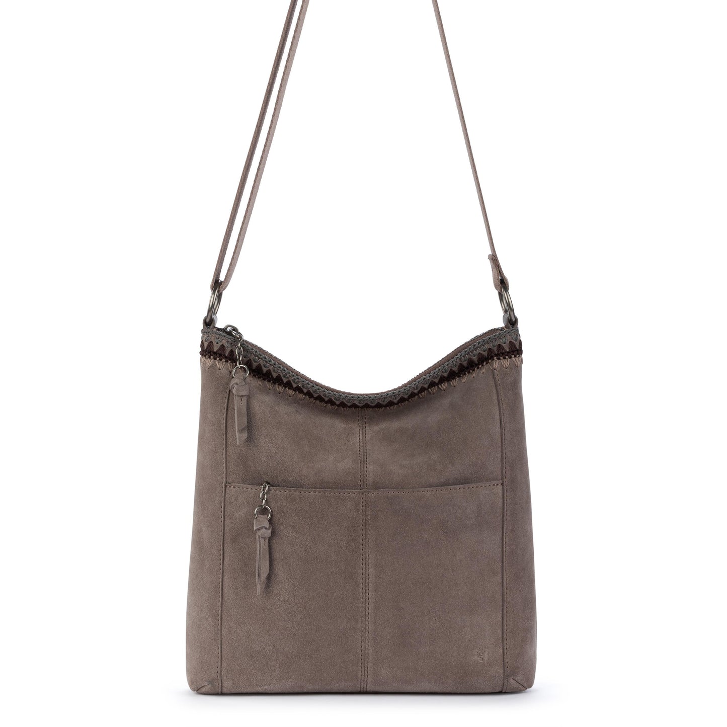 The Sak Lucia Crossbody Leather - Mushroom Suede Blanket Stitch