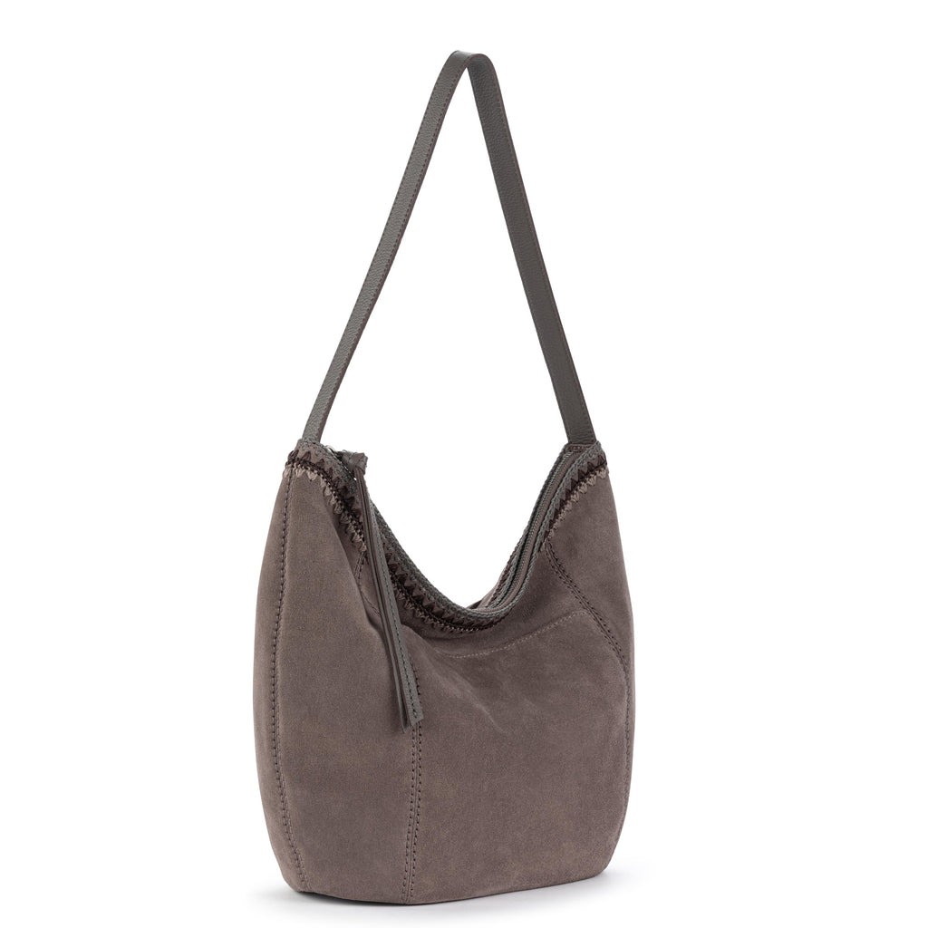 The Sak Sequoia Hobo - Leather - Mushroom Suede Blanket Stitch