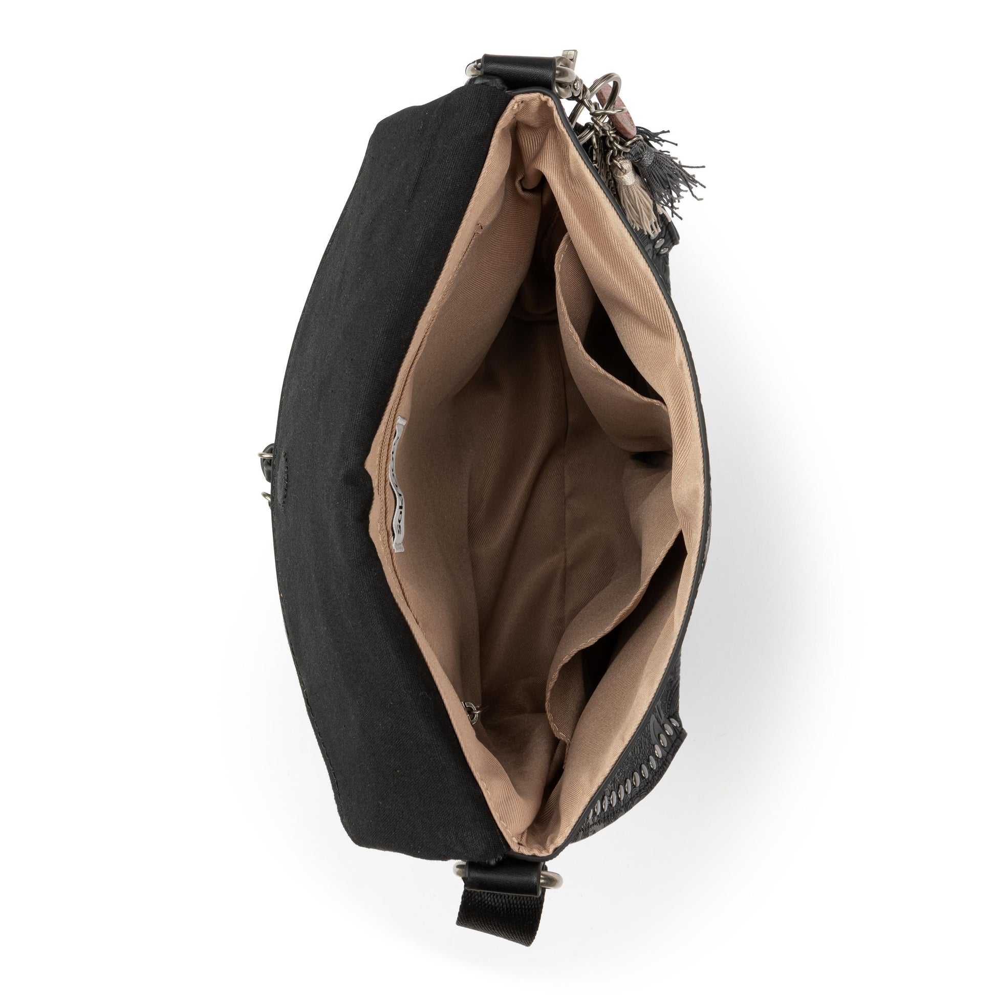 Sakroots Arcadia Recycled Flap Crossbody Vegan Leather - Black
