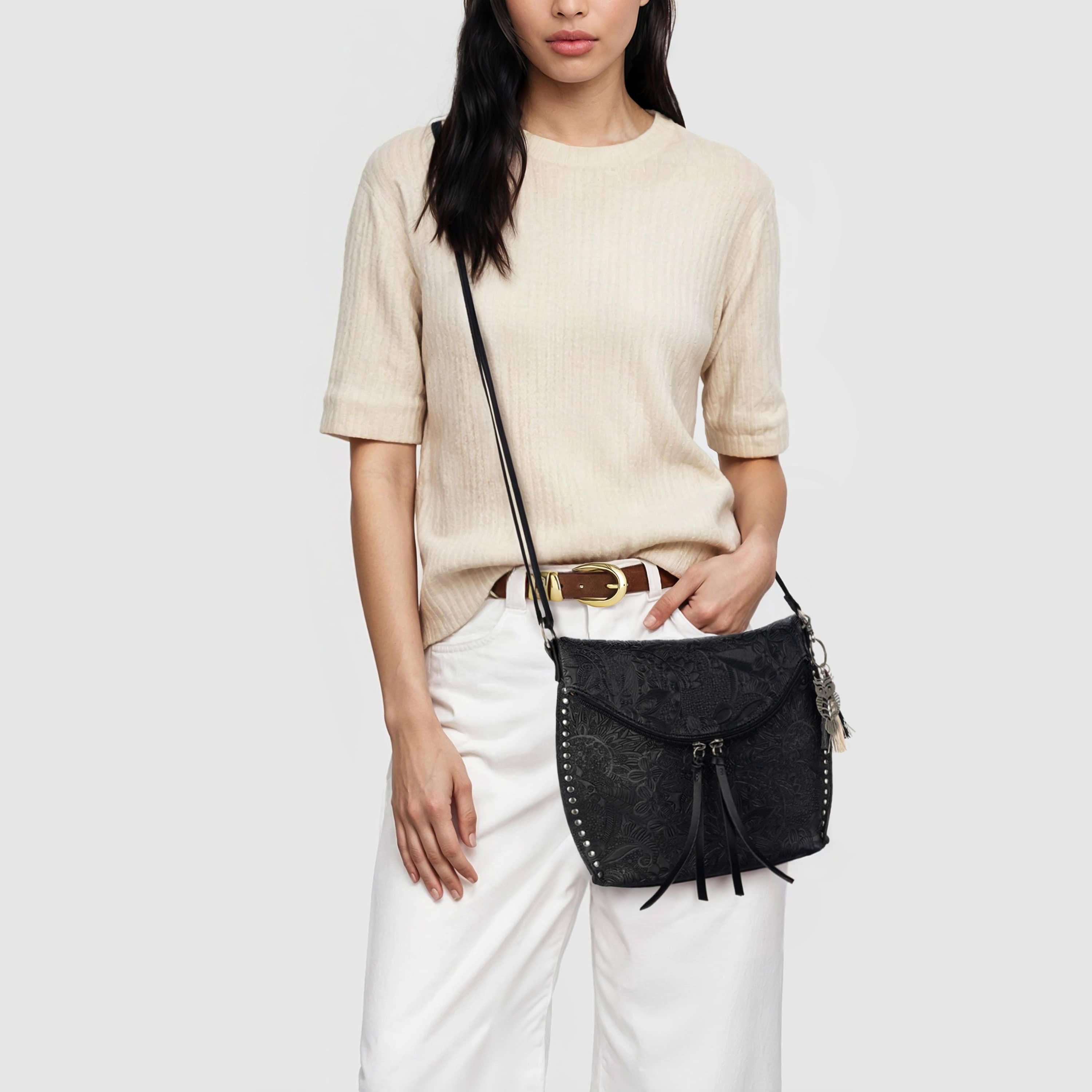 Sakroots Arcadia Flap Crossbody - Vegan Leather - Black