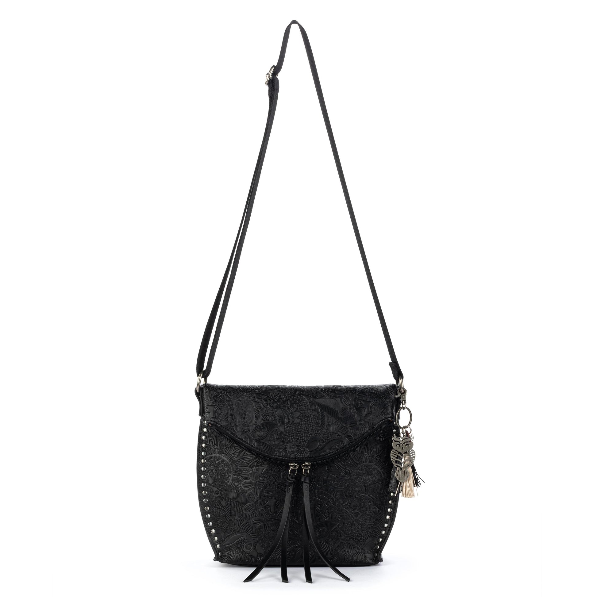 Sakroots Arcadia Recycled Flap Crossbody Vegan Leather - Black