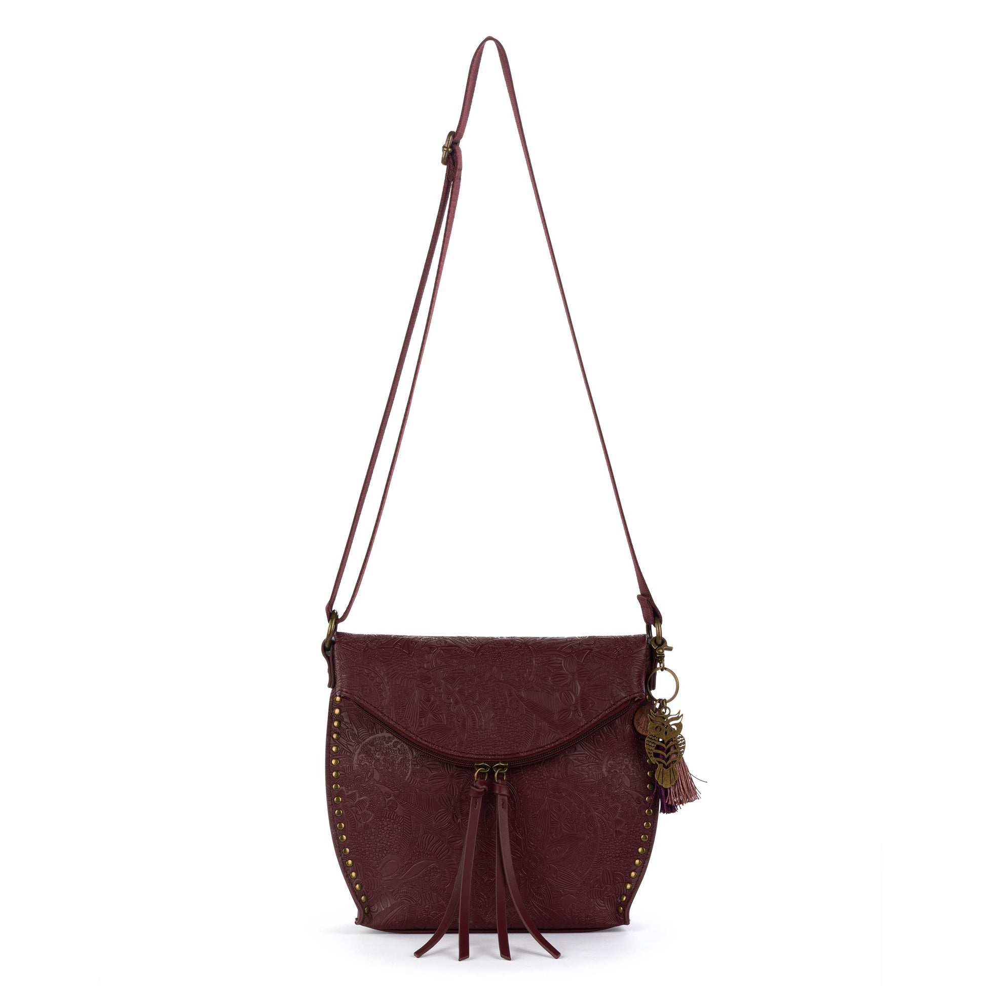 Sakroots Arcadia Recycled Flap Crossbody Vegan Leather - Black Cherry