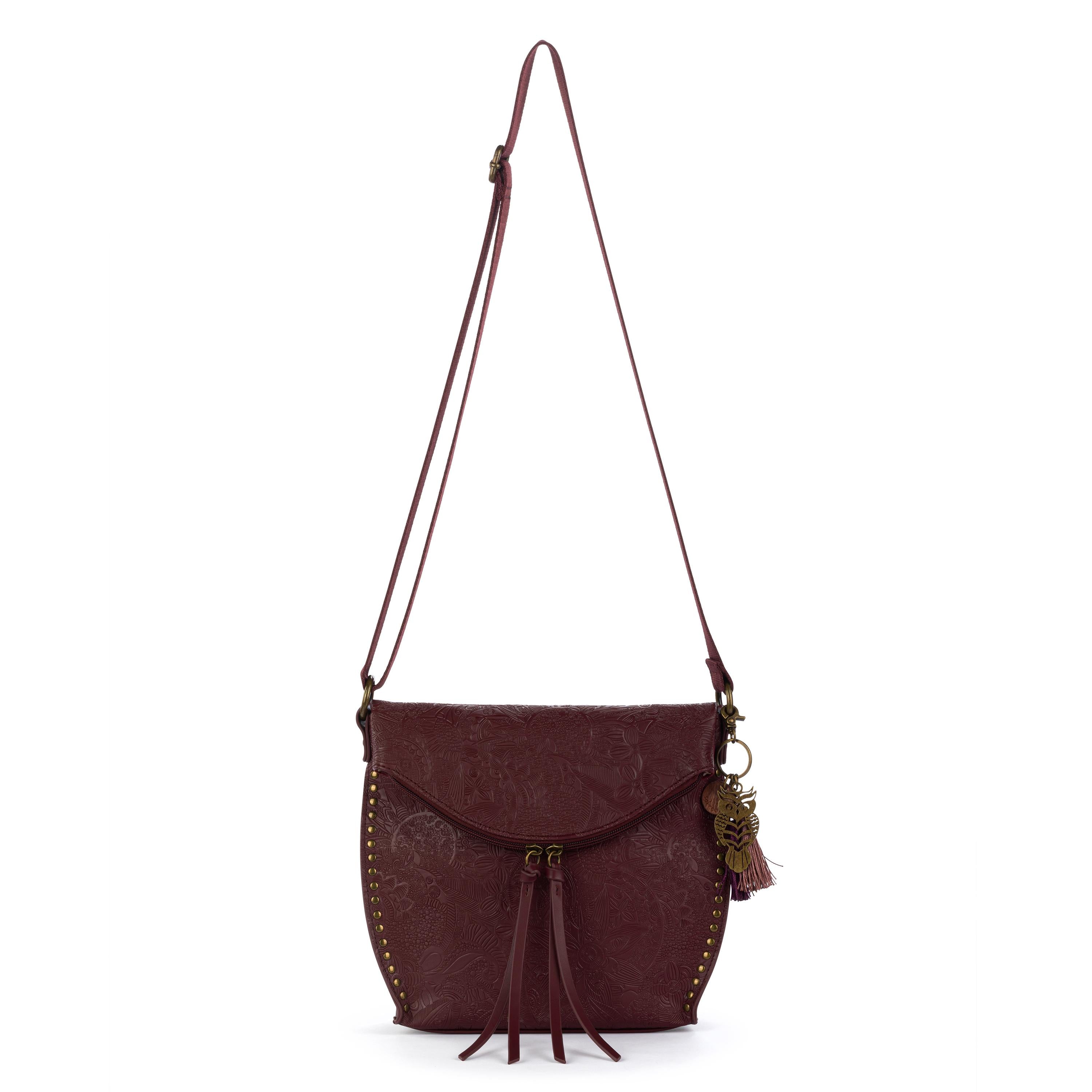 Sakroots Arcadia Flap Crossbody - Vegan Leather - Black Cherry