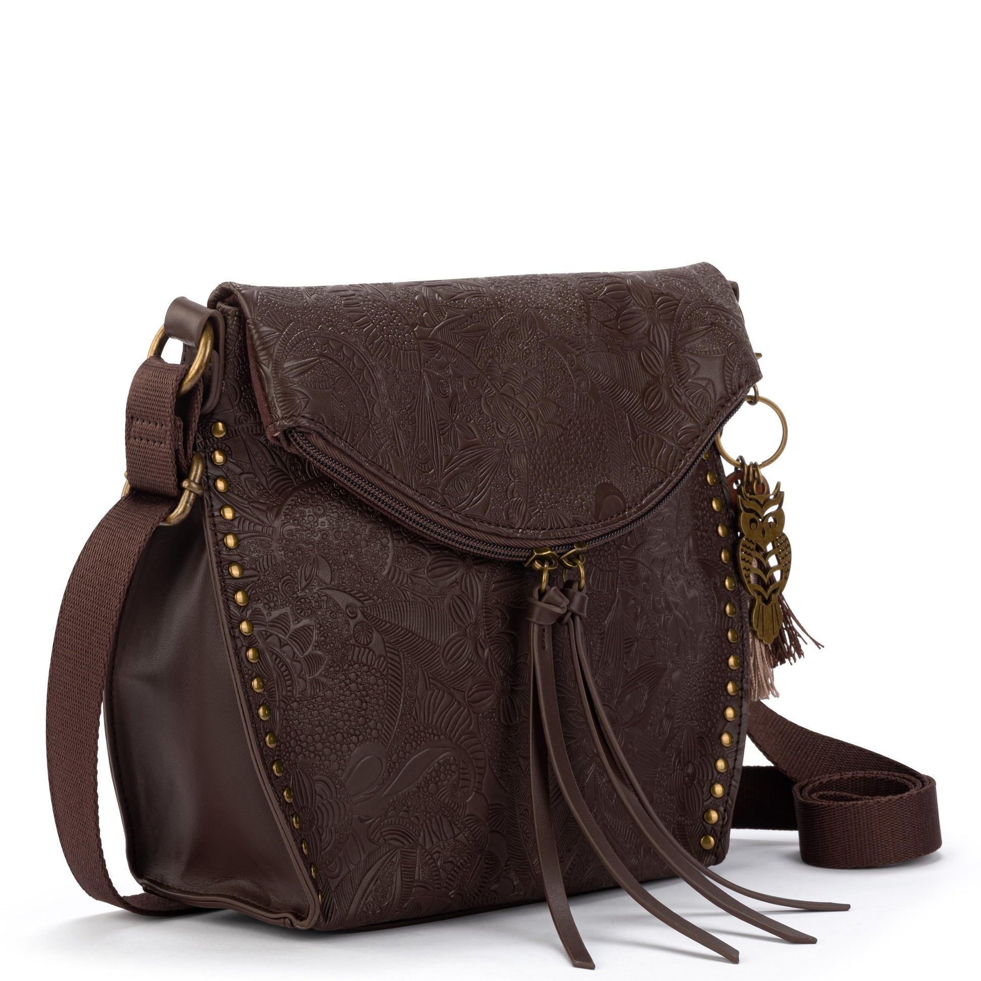 Sakroots Arcadia Recycled Flap Crossbody Vegan Leather - Mahogany