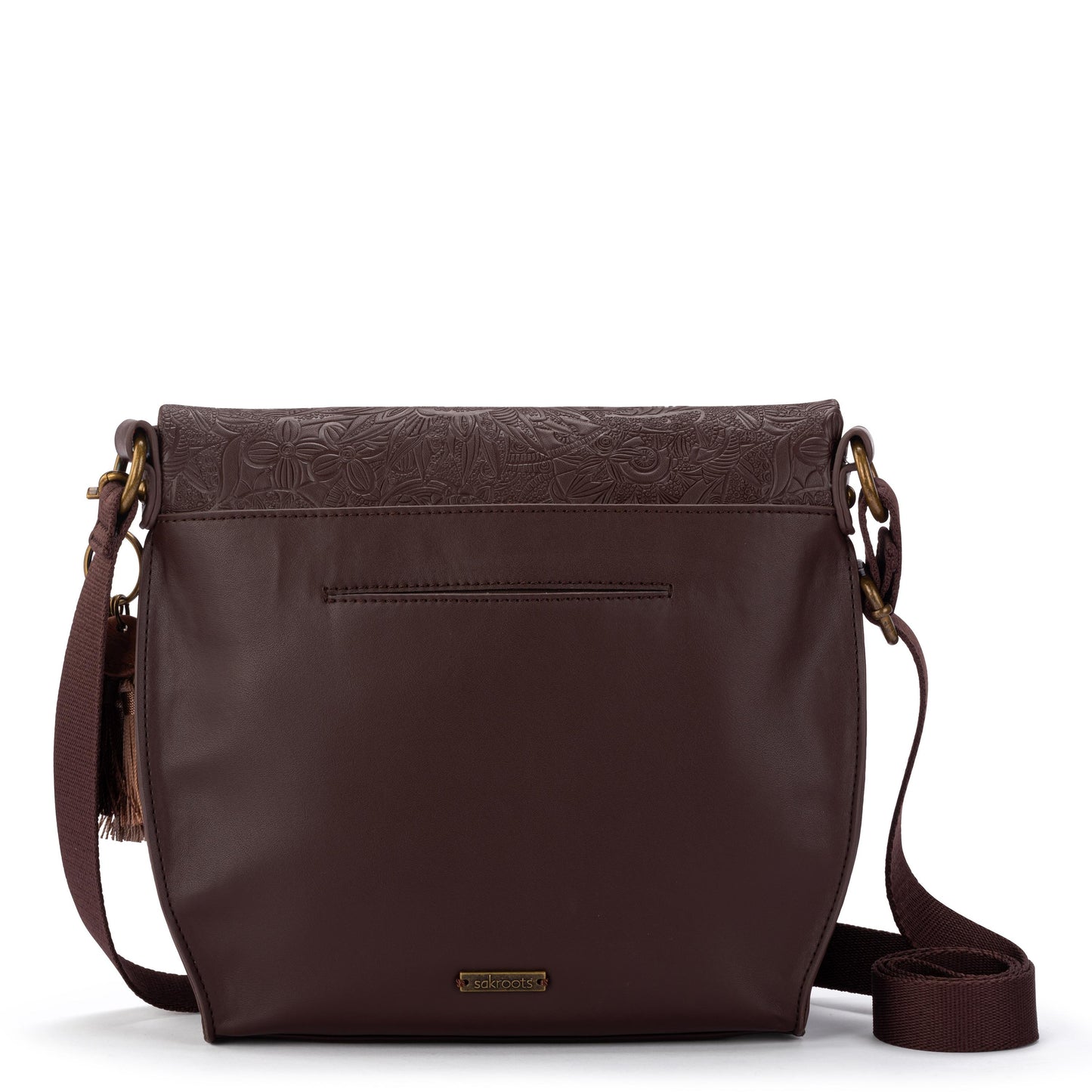 Sakroots Arcadia Recycled Flap Crossbody Vegan Leather - Mahogany