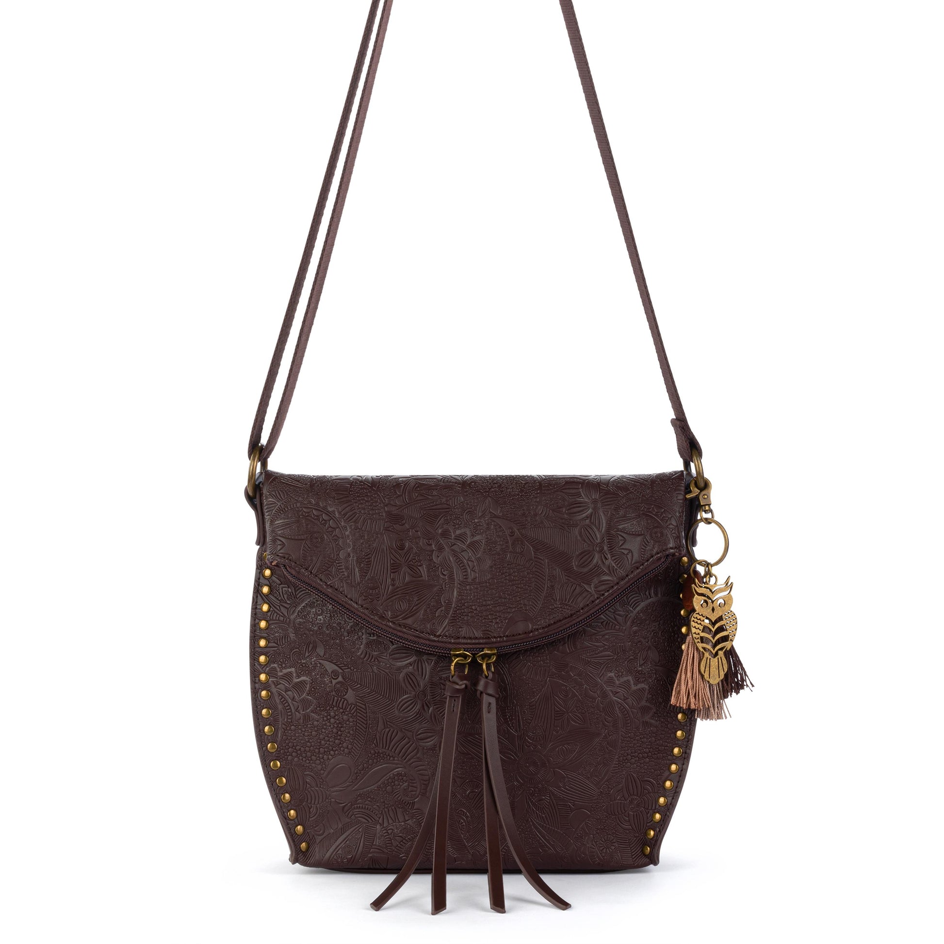 Sakroots Arcadia Recycled Flap Crossbody Vegan Leather - Mahogany