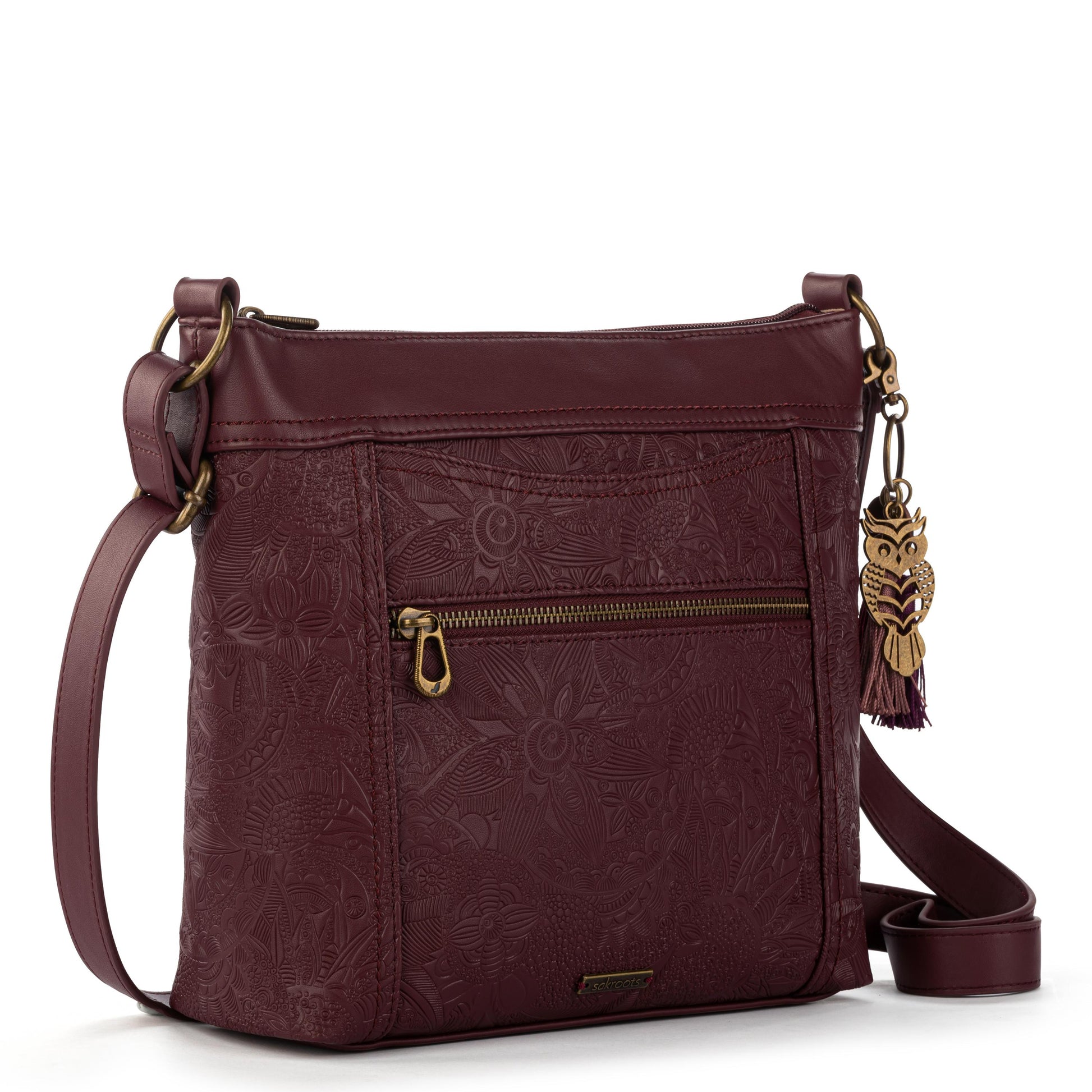 Sakroots Arcadia Recycled Crossbody Vegan Leather - Black Cherry