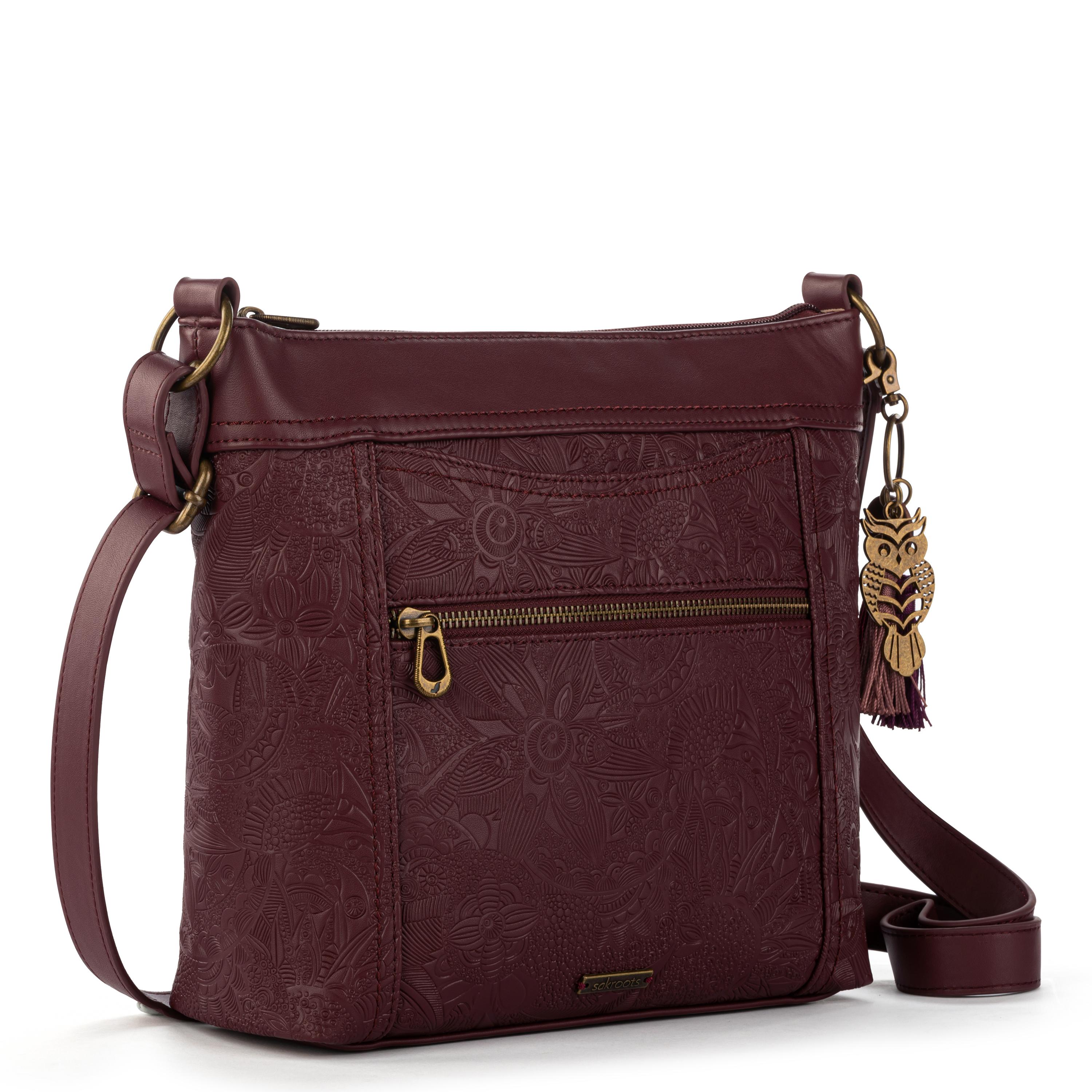 Sakroots Arcadia Crossbody - Vegan Leather - Black Cherry