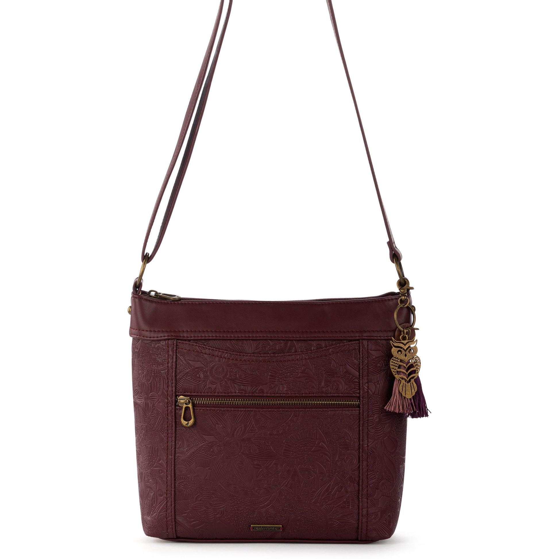 Sakroots Arcadia Recycled Crossbody Vegan Leather - Black Cherry